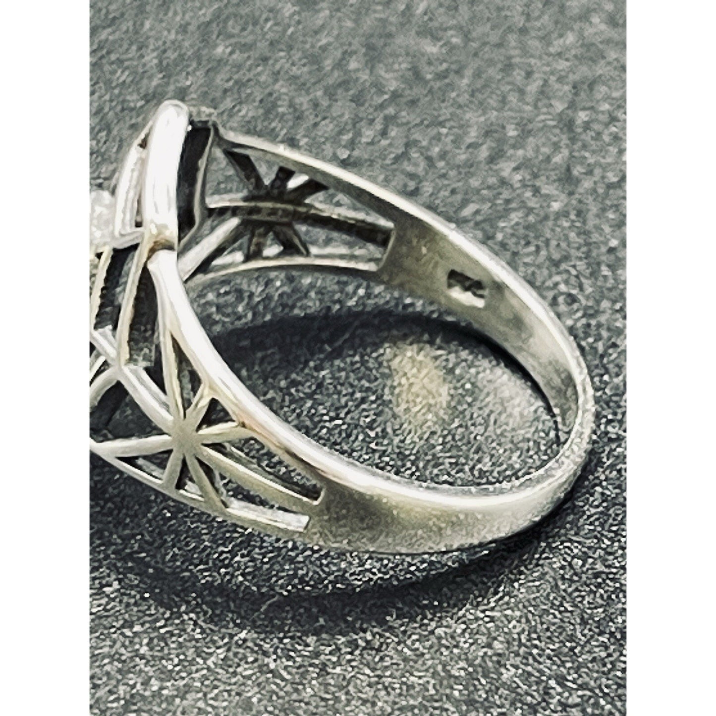 New Condition Sterling Silver Genuine Turquoise Spiderweb Ring Size 7.00