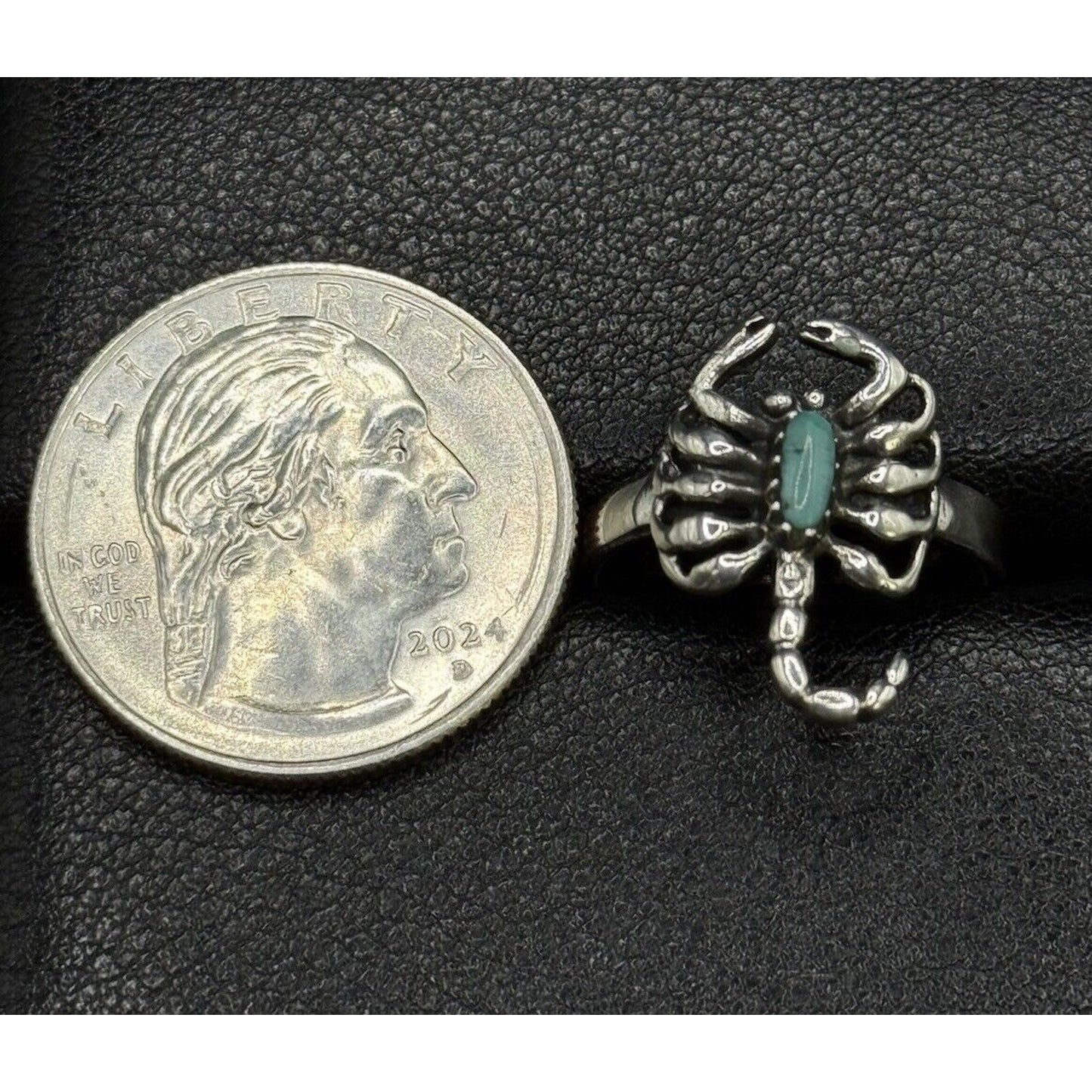 New Condition Sterling Silver Turquoise Scorpion Ring Size 6.50