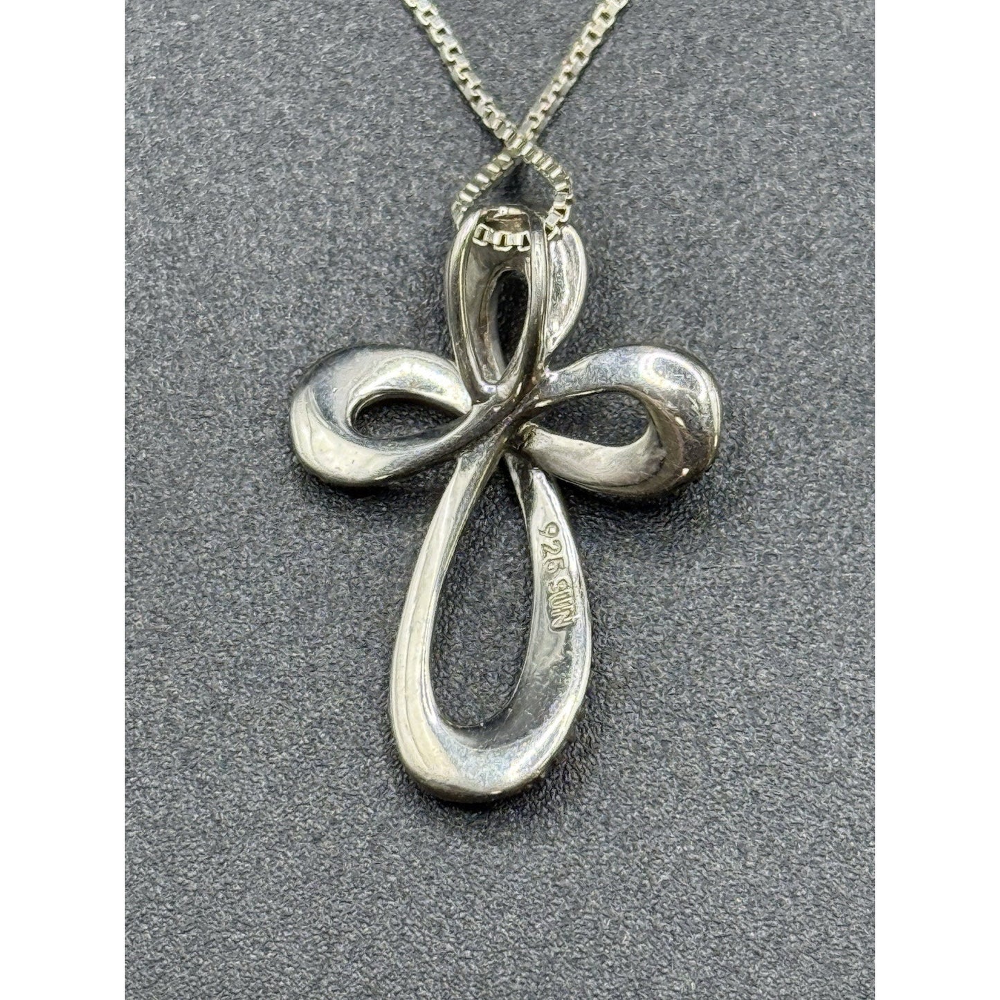 18” Sterling Silver Black Diamond Cross Pendant Necklace P3