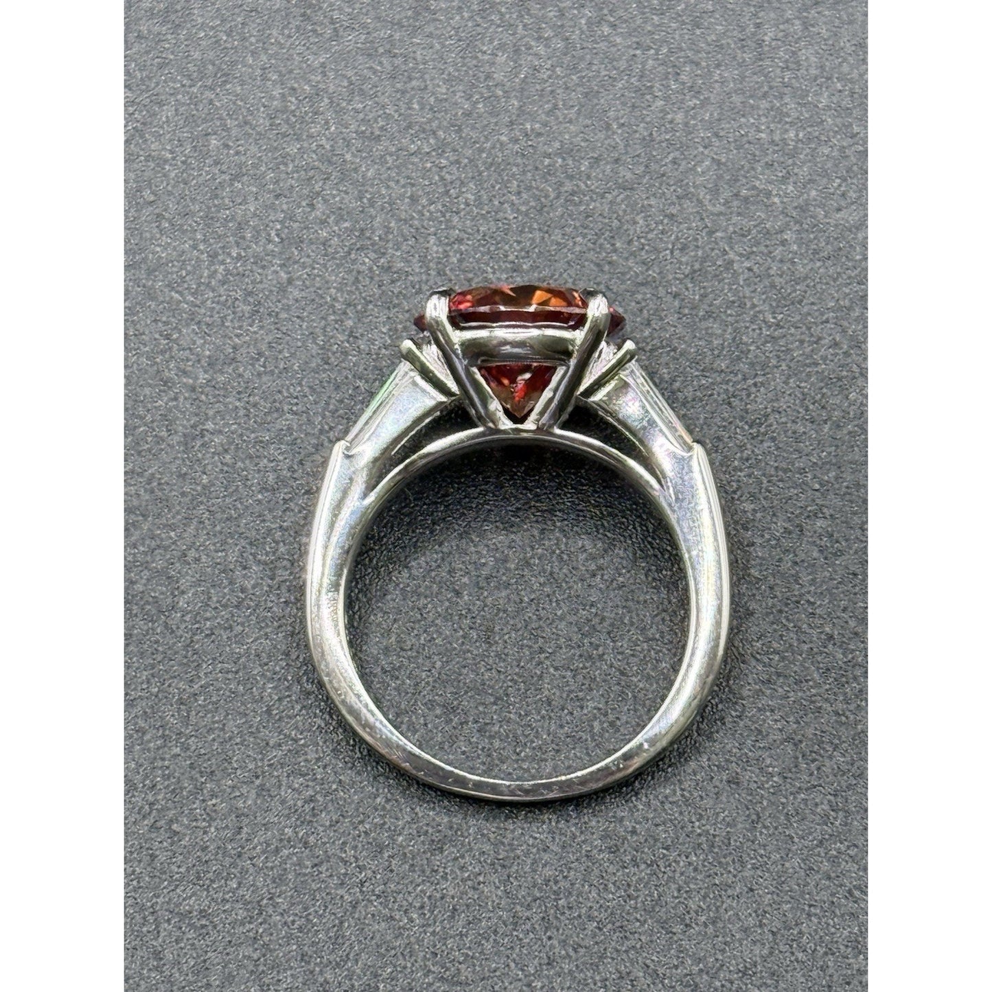 New Condition 5 Carat Red Moissanite Sterling Silver Ring Size 7.00 GRA