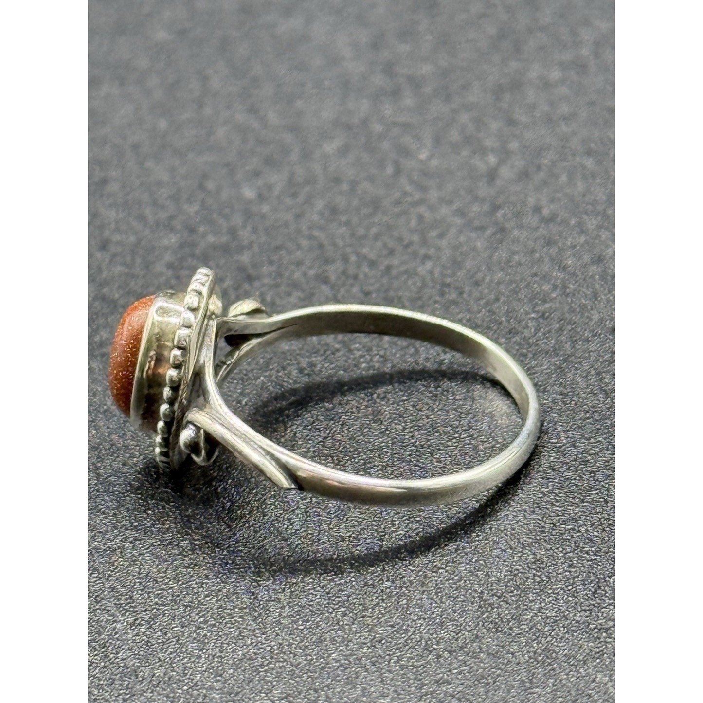 New Condition Sterling Silver Genuine Goldstone Ring Size 8.00 925 P20