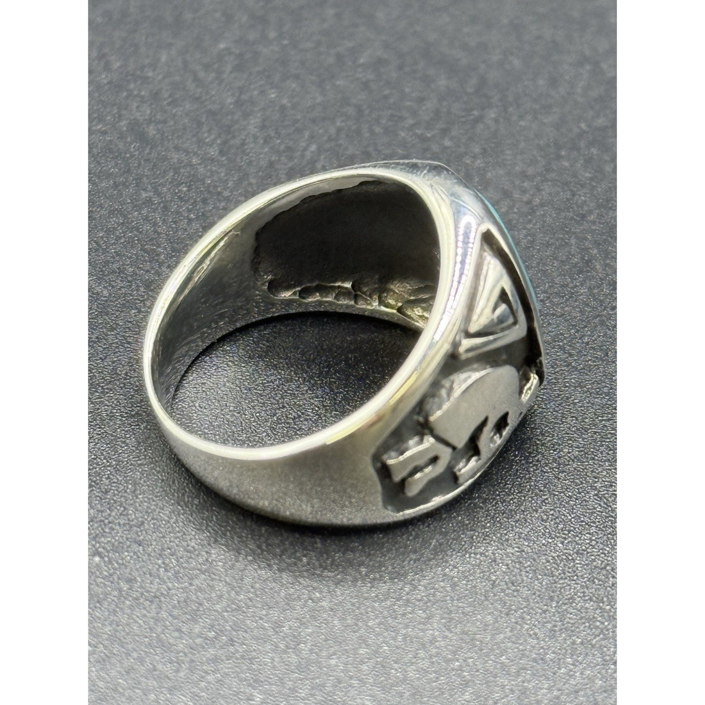 New Condition Sterling Silver Kokopelli Genuine Turquoise Gents Ring Size 10.00