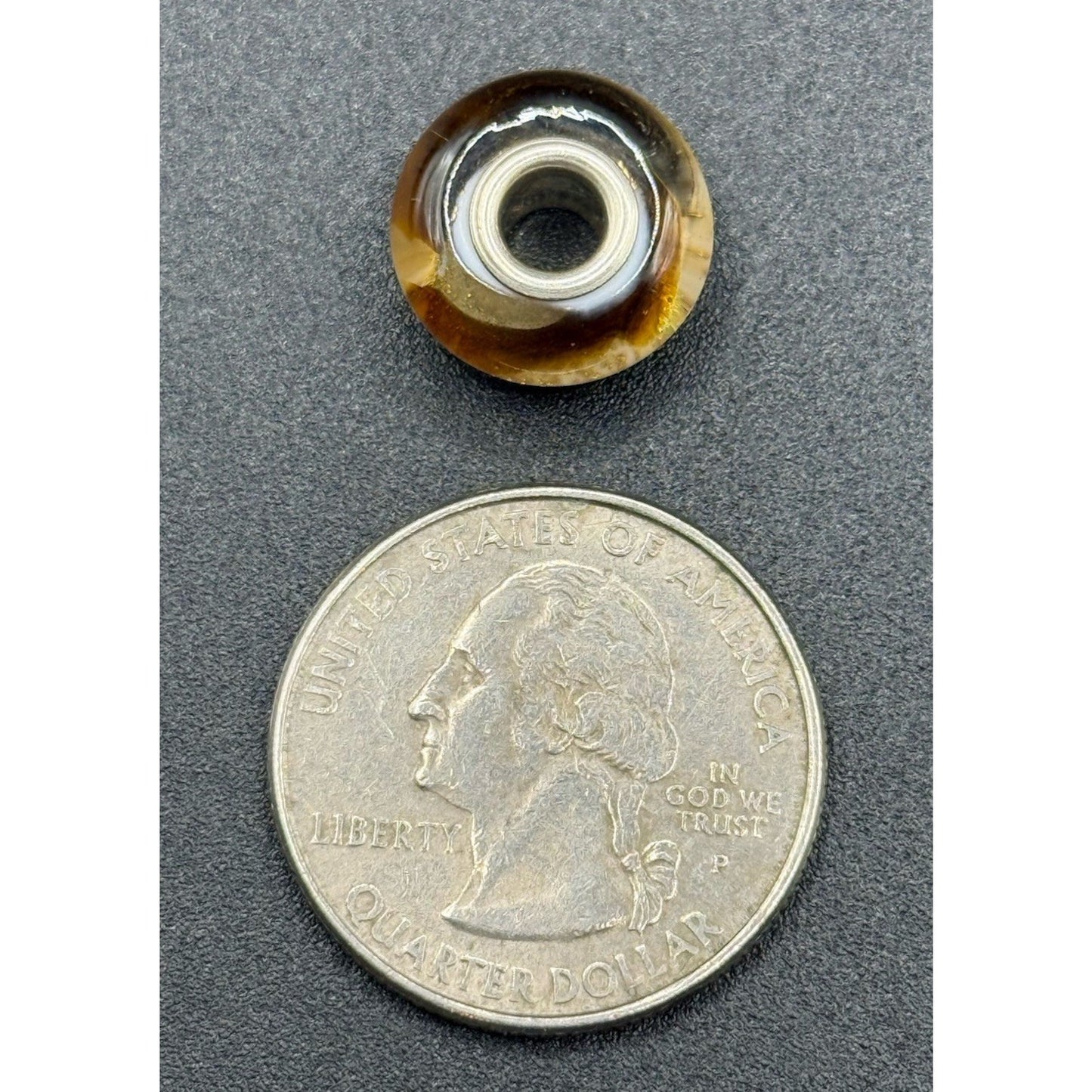 Camilia Sterling Silver Shimmering Gold & White Murano Glass Charm P19