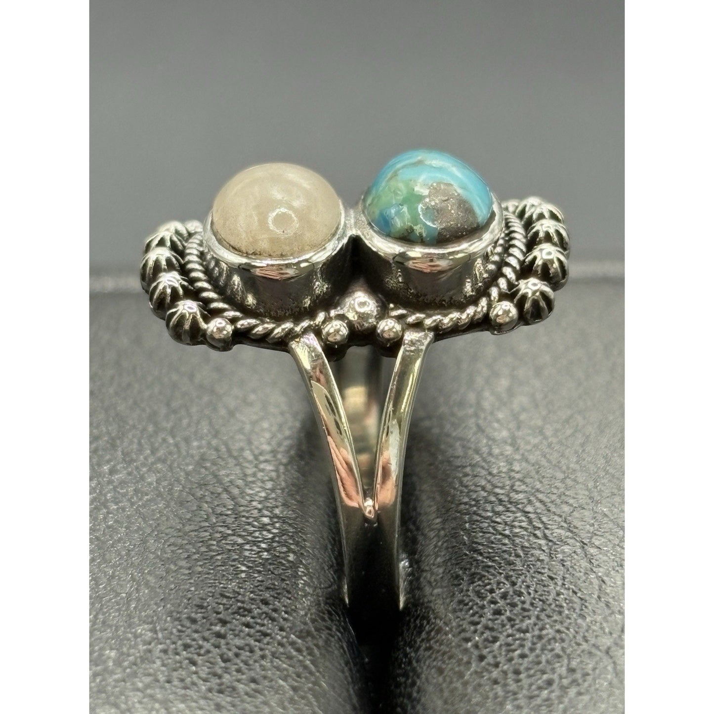 New Condition Sterling Silver Moonstone Turquoise Ring Size 8