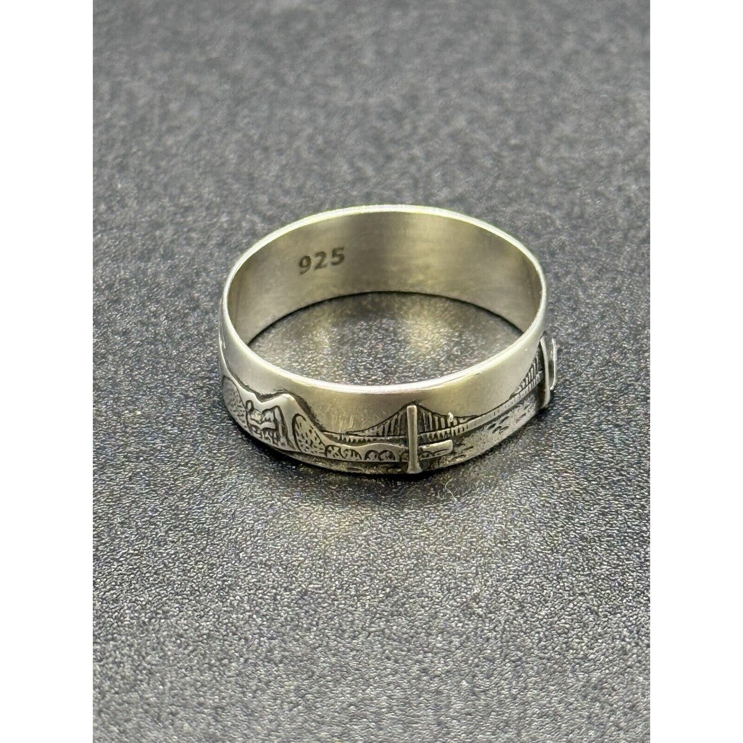 New Condition Sterling Silver Golden Gate Bridge Nature Ring Size 6.50 M8