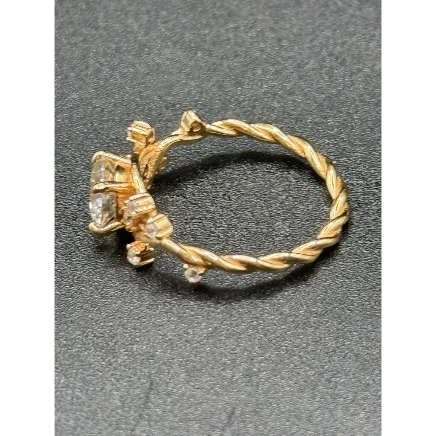 New Condition Rose Sterling Silver Moissanite Vine Ring Size 7.00 GRA
