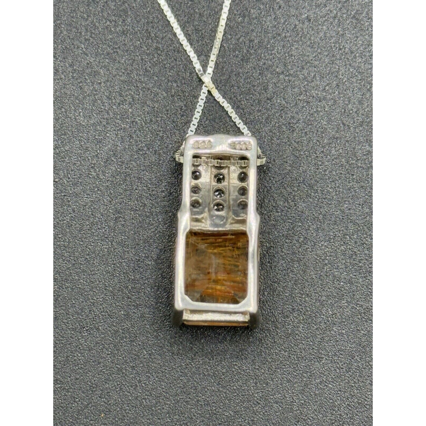 TGGC 18” Rutilated Quartz Pendant Necklace Sterling Silver M20