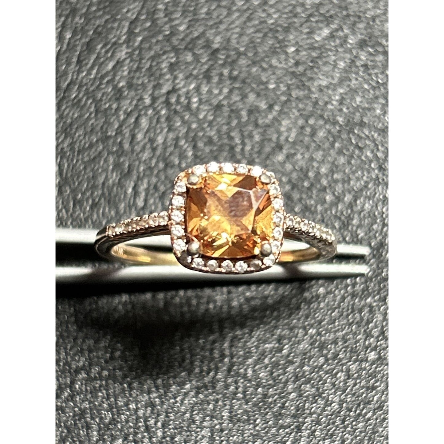 Gold Sterling Silver Orange Cubic Zirconia Ring Size 8.75 925 p20