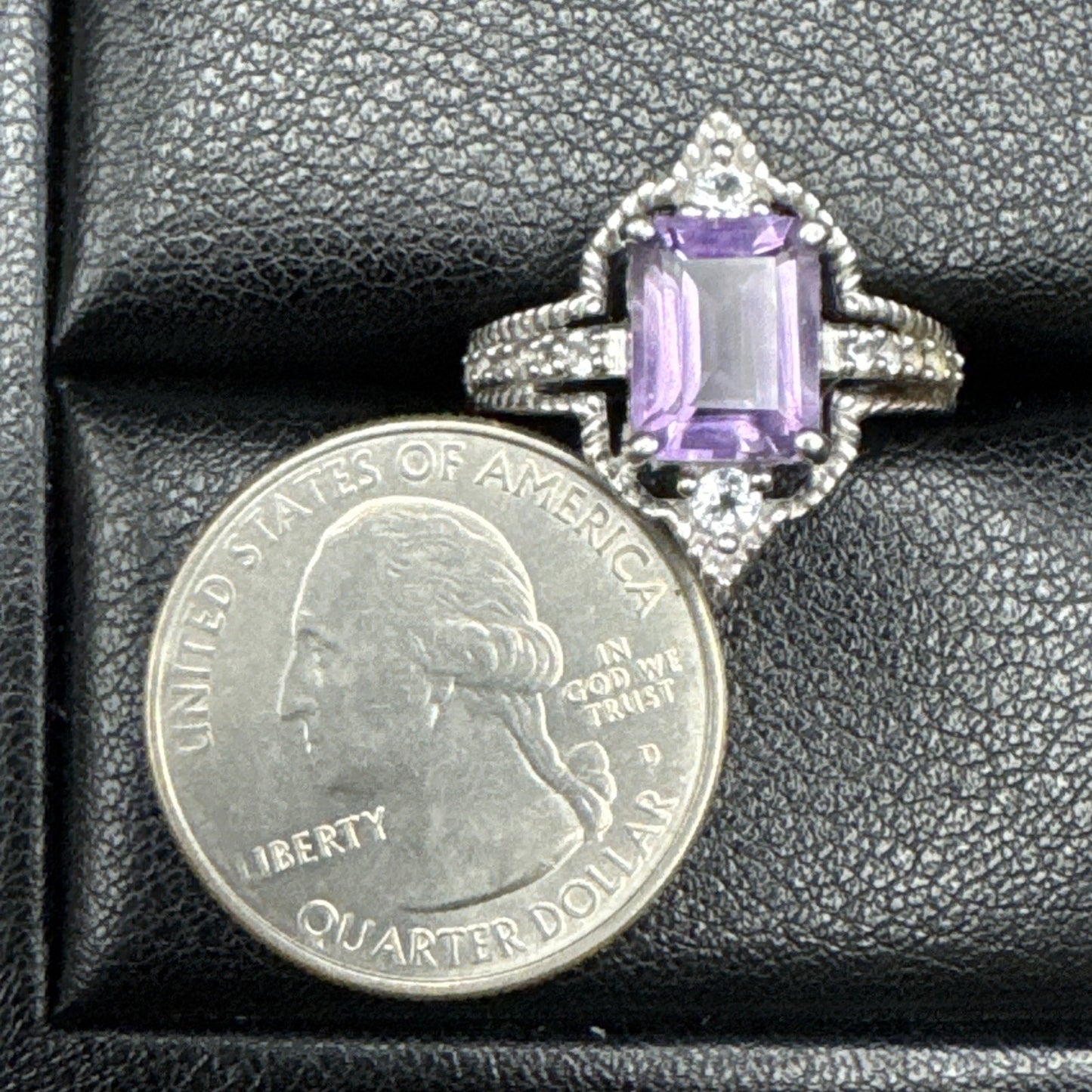Sterling Silver Vintage Design Amethyst Ring Size 7