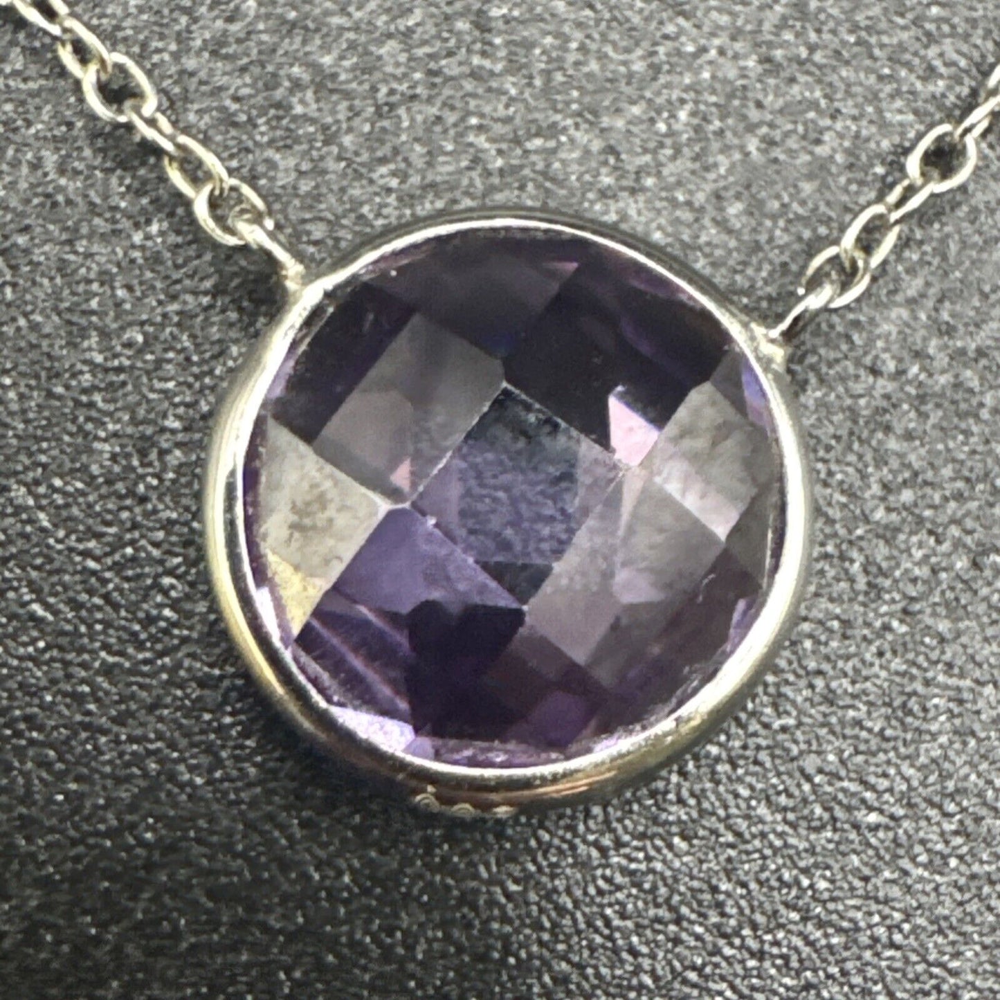 17” Sterling Silver Purple Faceted CZ Pendant 925 N1