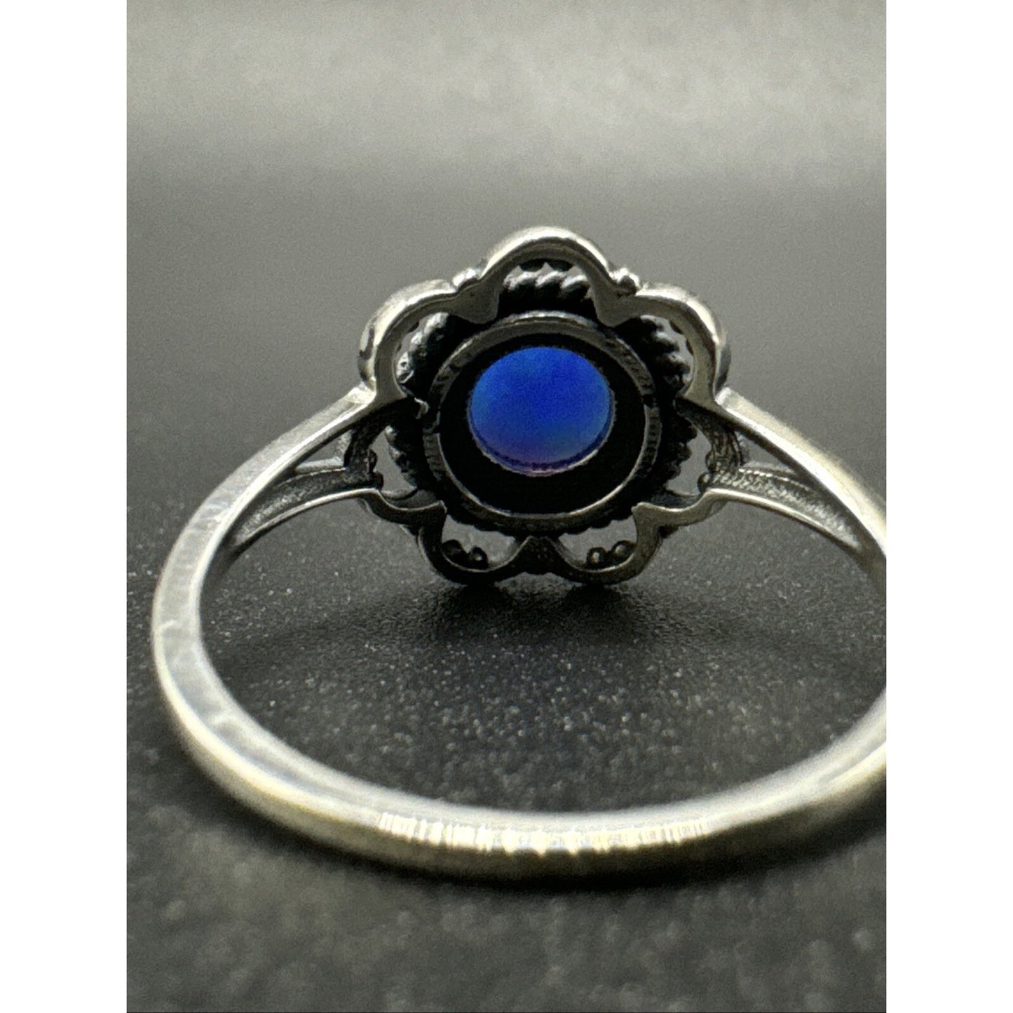 New Condition Sterling Silver Lab Blue Opal Ring 925 Size 7