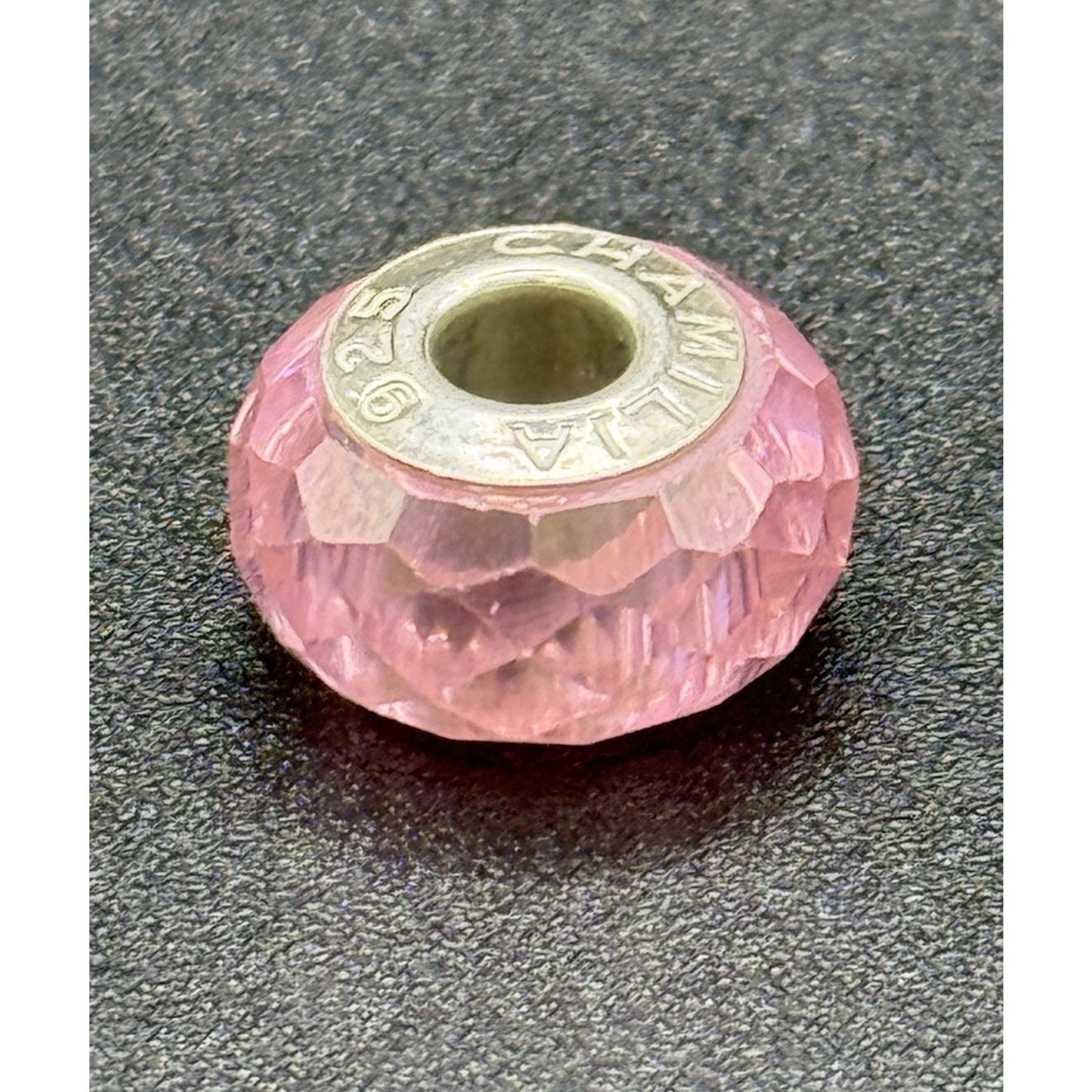 Camilla Sterling Silver Pink Glass Faceted Charm P11