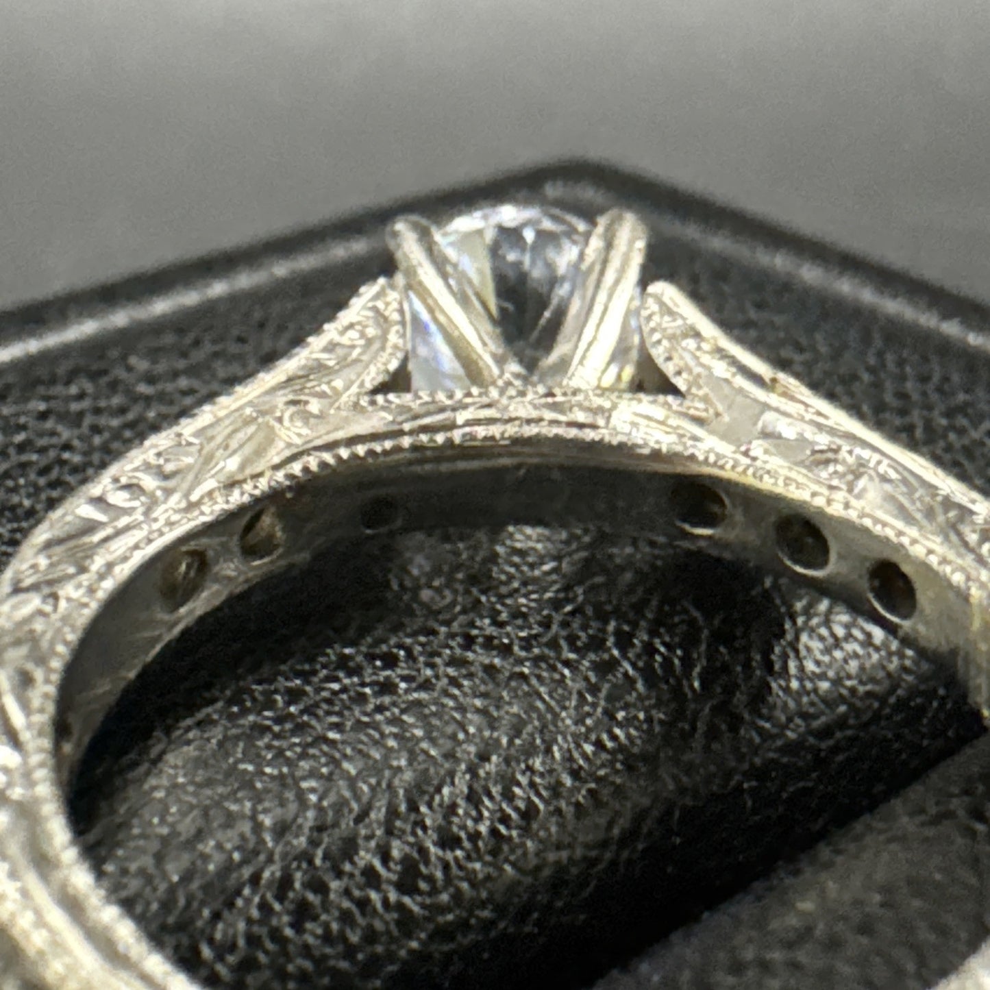 EUC Sterling Silver CZ Engraved Engagement Ring 925 Size 6.5 #1 P2