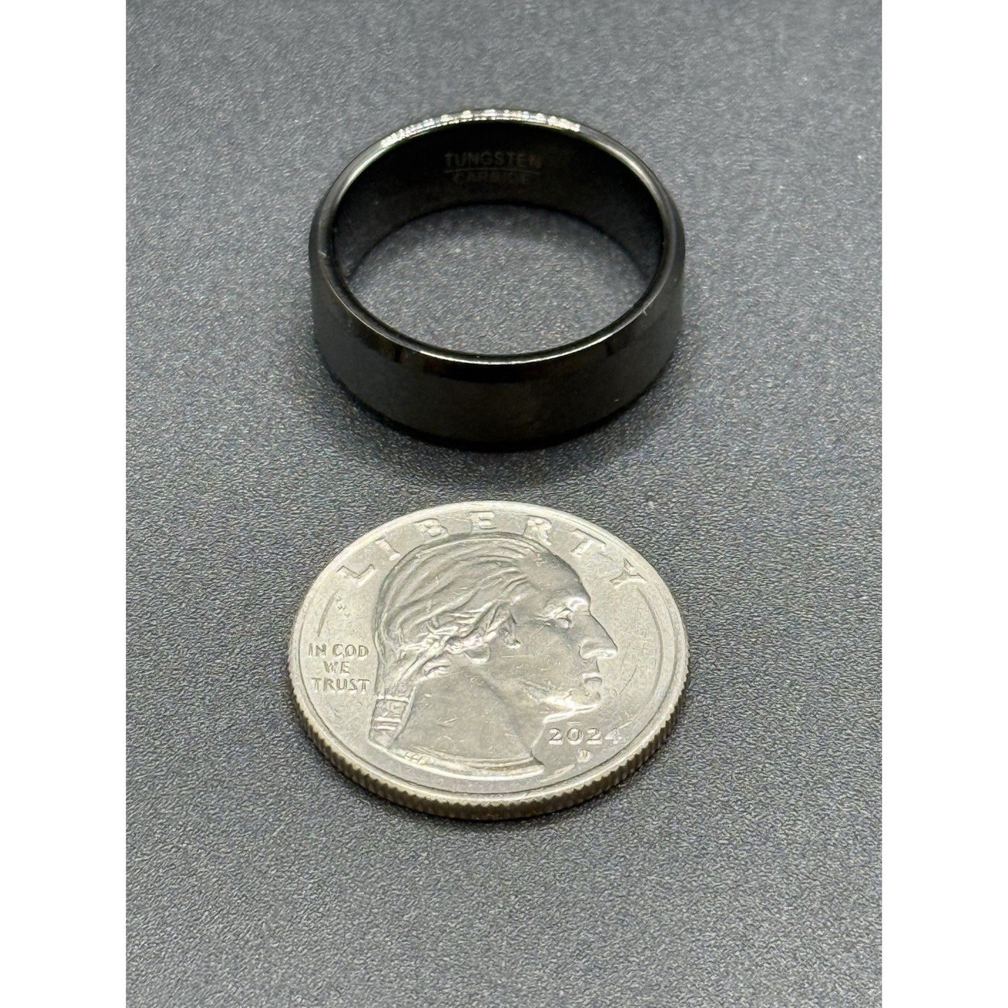 New Condition Beveled Black Tungsten Wedding Band Size 10.00