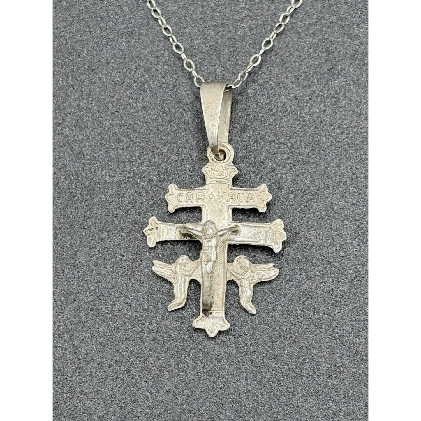Vintage 18” Sterling Silver Spanish Cross At Caravaca Pendant Necklace M27