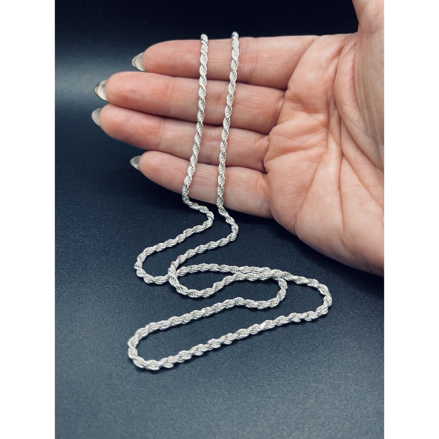 New Condition 22” 3MM Rope Chain Necklace 925