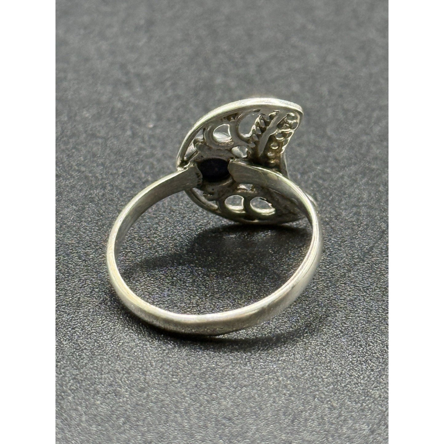 New Condition Sterling Silver Genuine Lapis Moon Ring Size 7.00