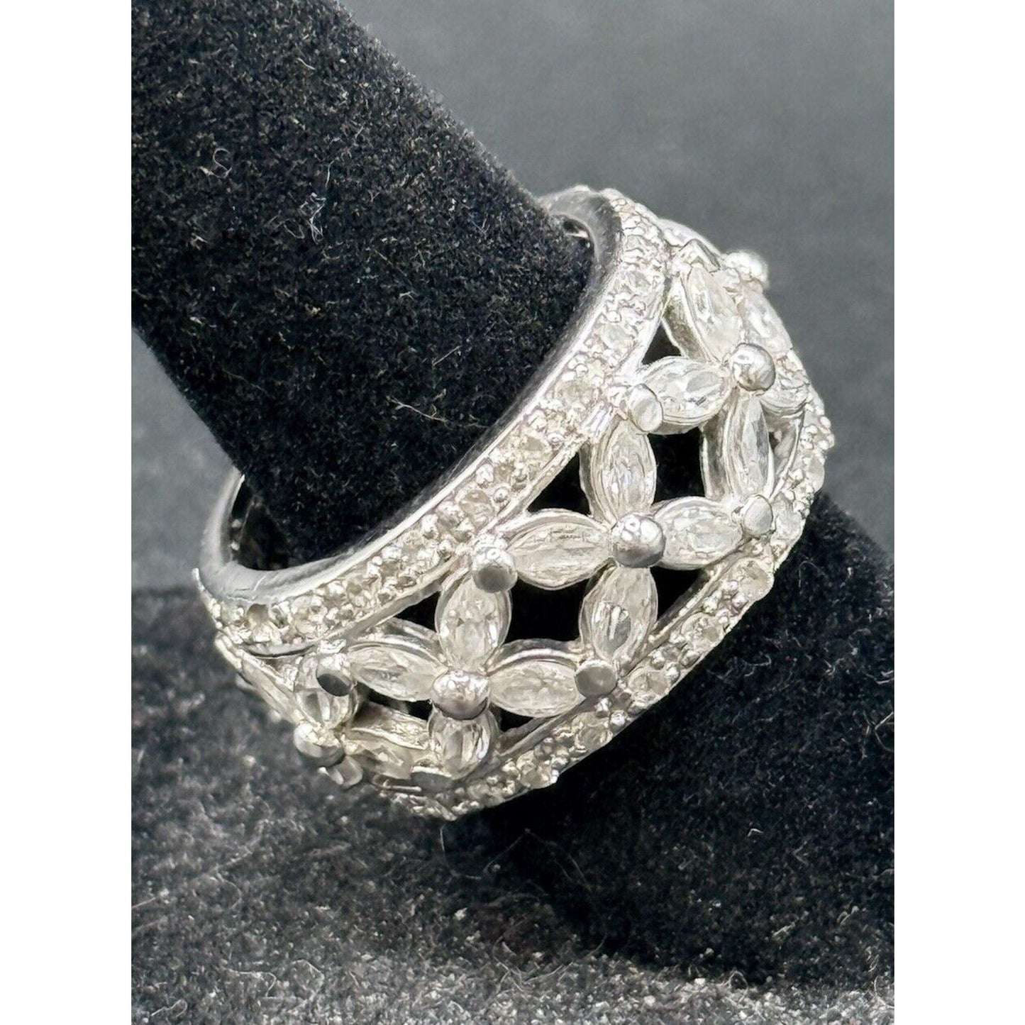 Vintage Sterling Silver C.Z. Open Eternity Band Size 6.00 Small Stone MissingM10
