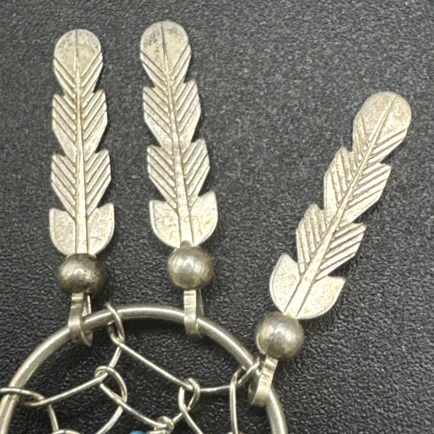 Sterling Silver Turquoise Dream Catching Dangle Earrings 925 R05