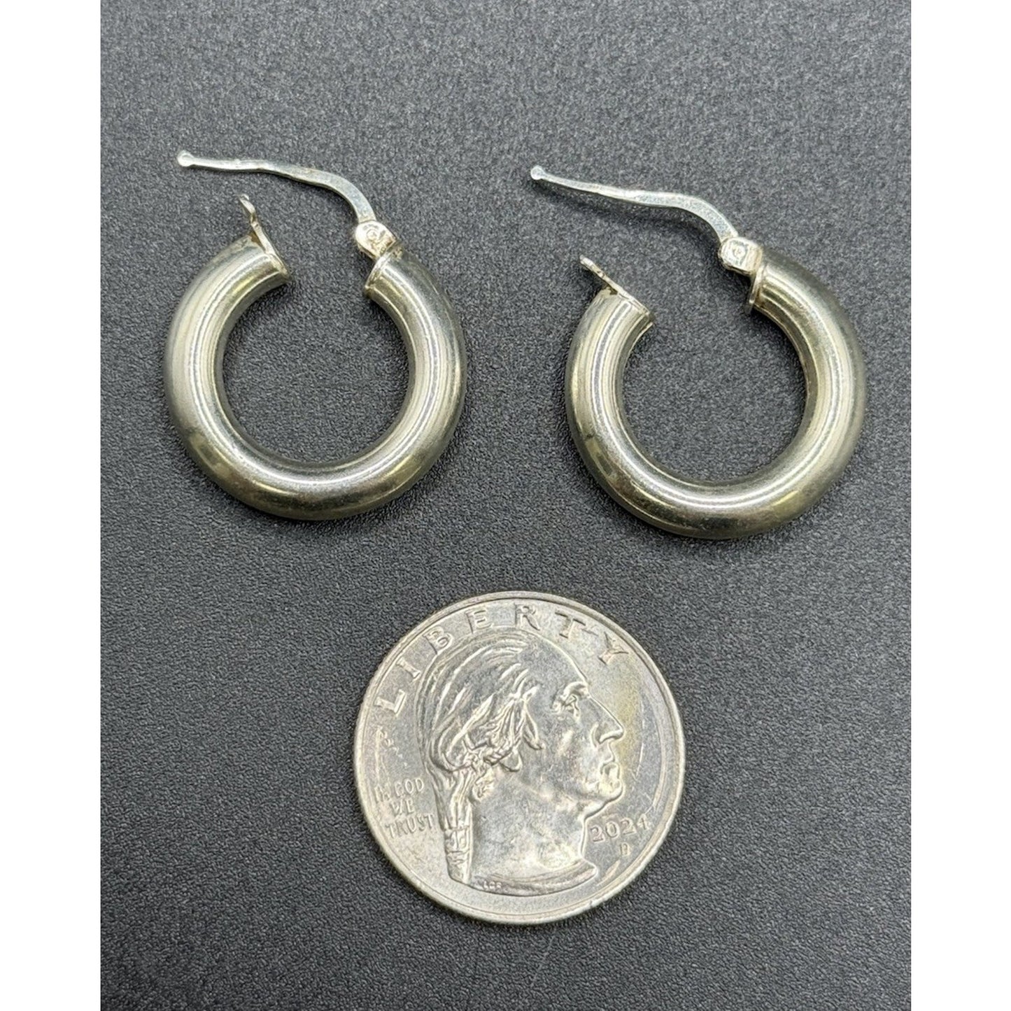 22MM Sterling Silver Tube Hoop Earrings 5MM 925