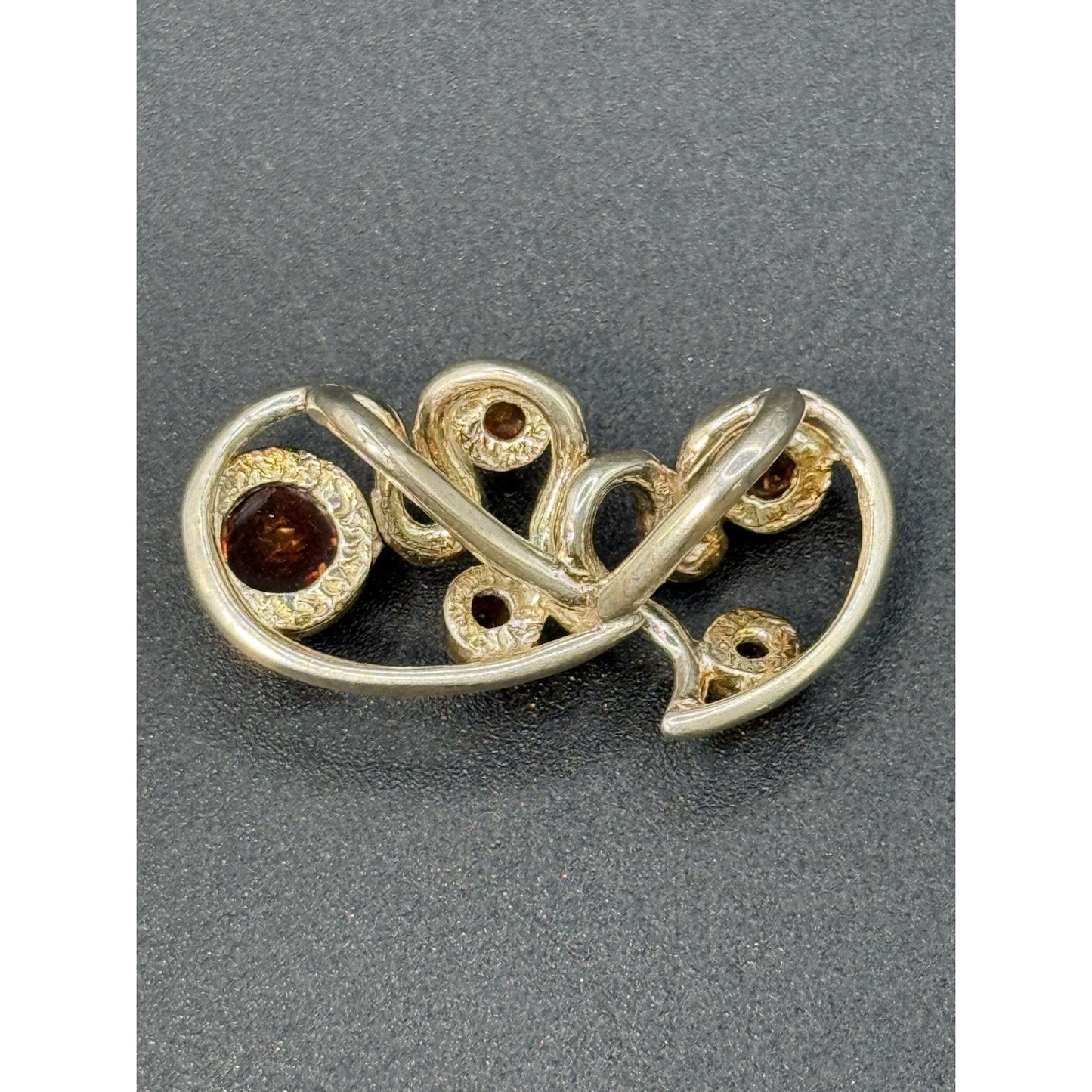 Vintage Brutalist Sterling Silver Genuine Amber Slide Enhancer Pendant P11