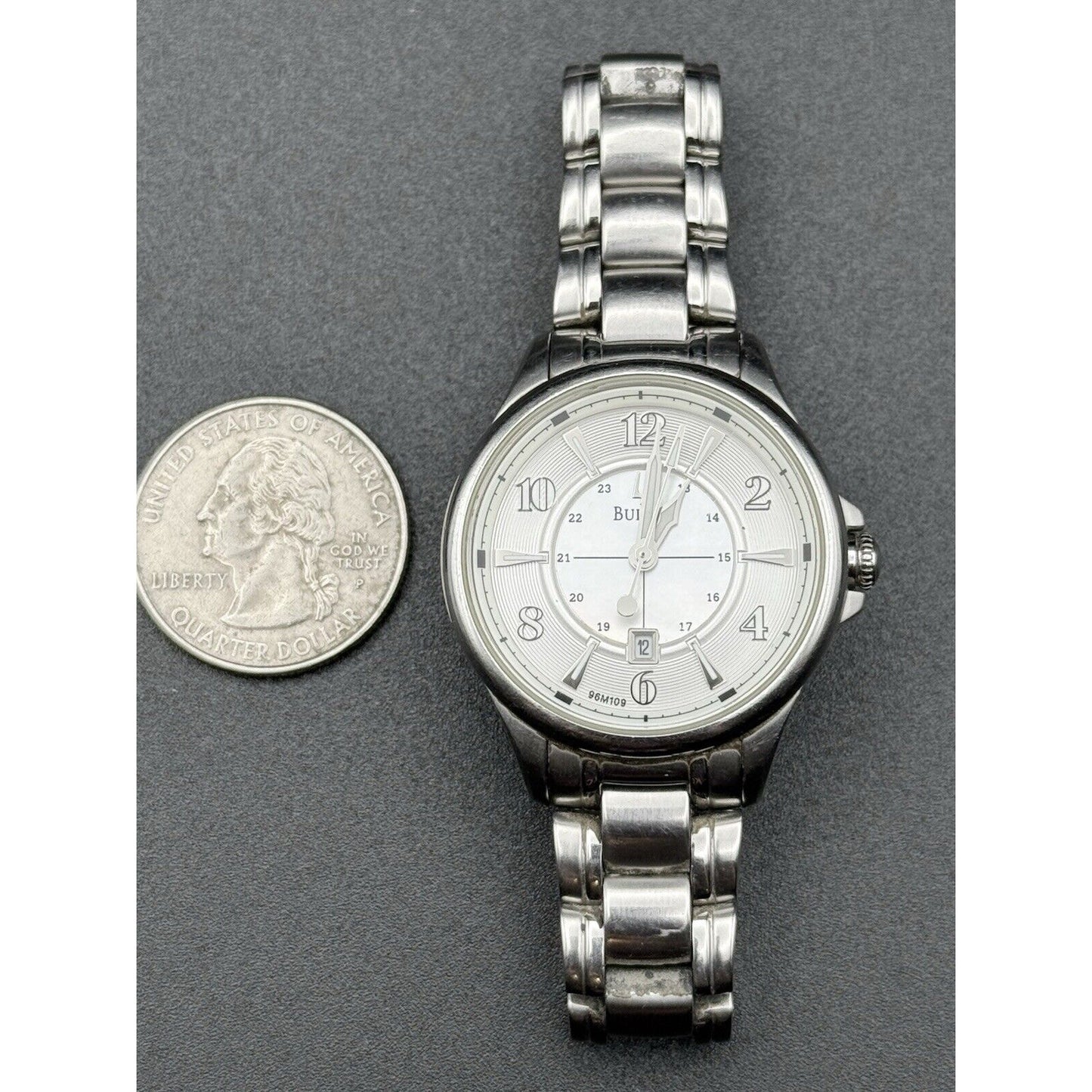 6” Bulova Ladies Watch Steel 36MM New Battery N12