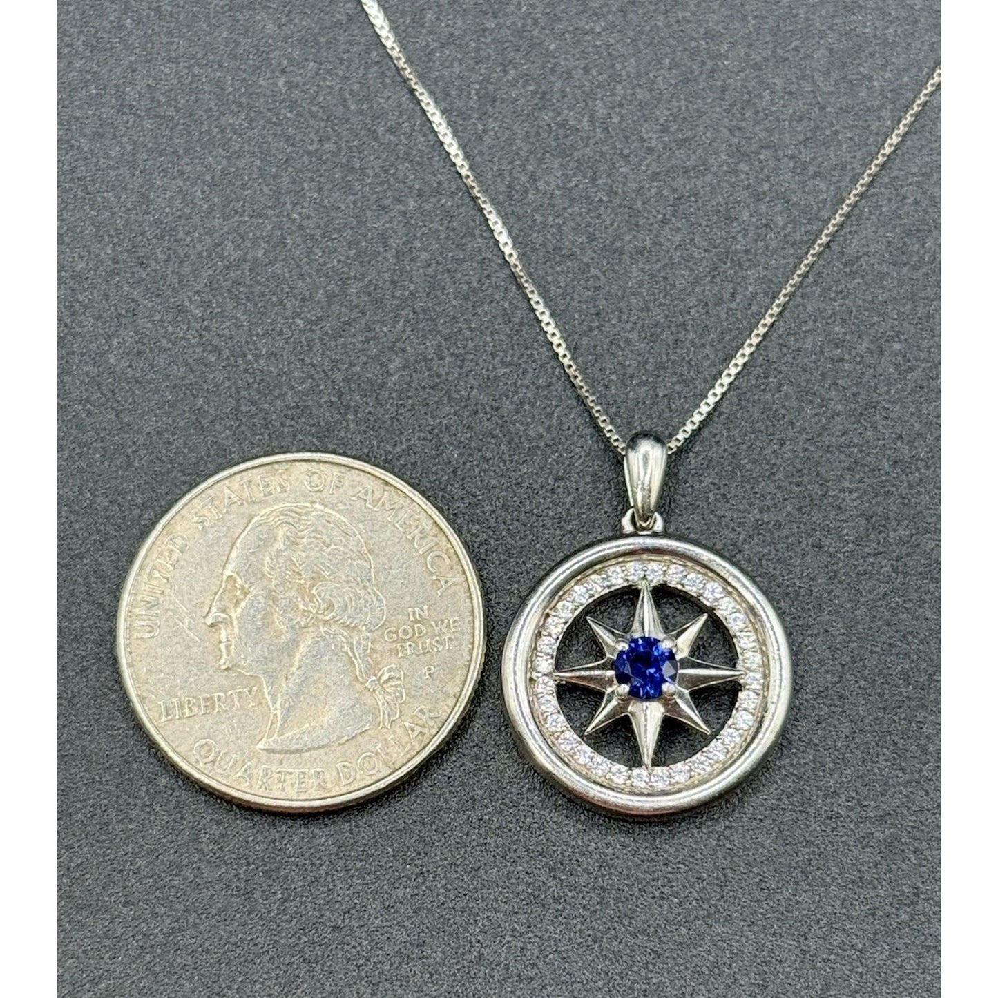 18” Sterling Silver Cubic Zirconia “All Who Wander” Pendant Necklace 925 Q24