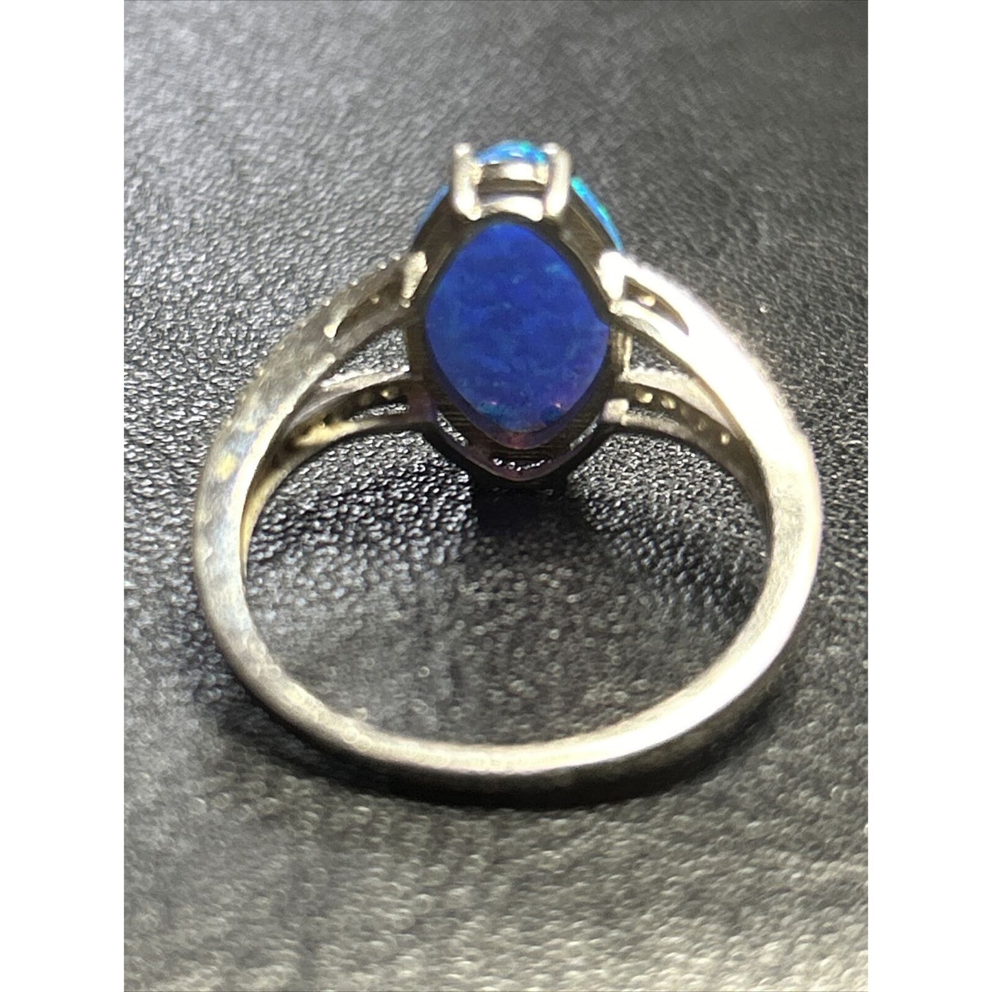 Lab Created Blue Opal Cubic Zirconia Sterling Silver Ring Size 10 P20