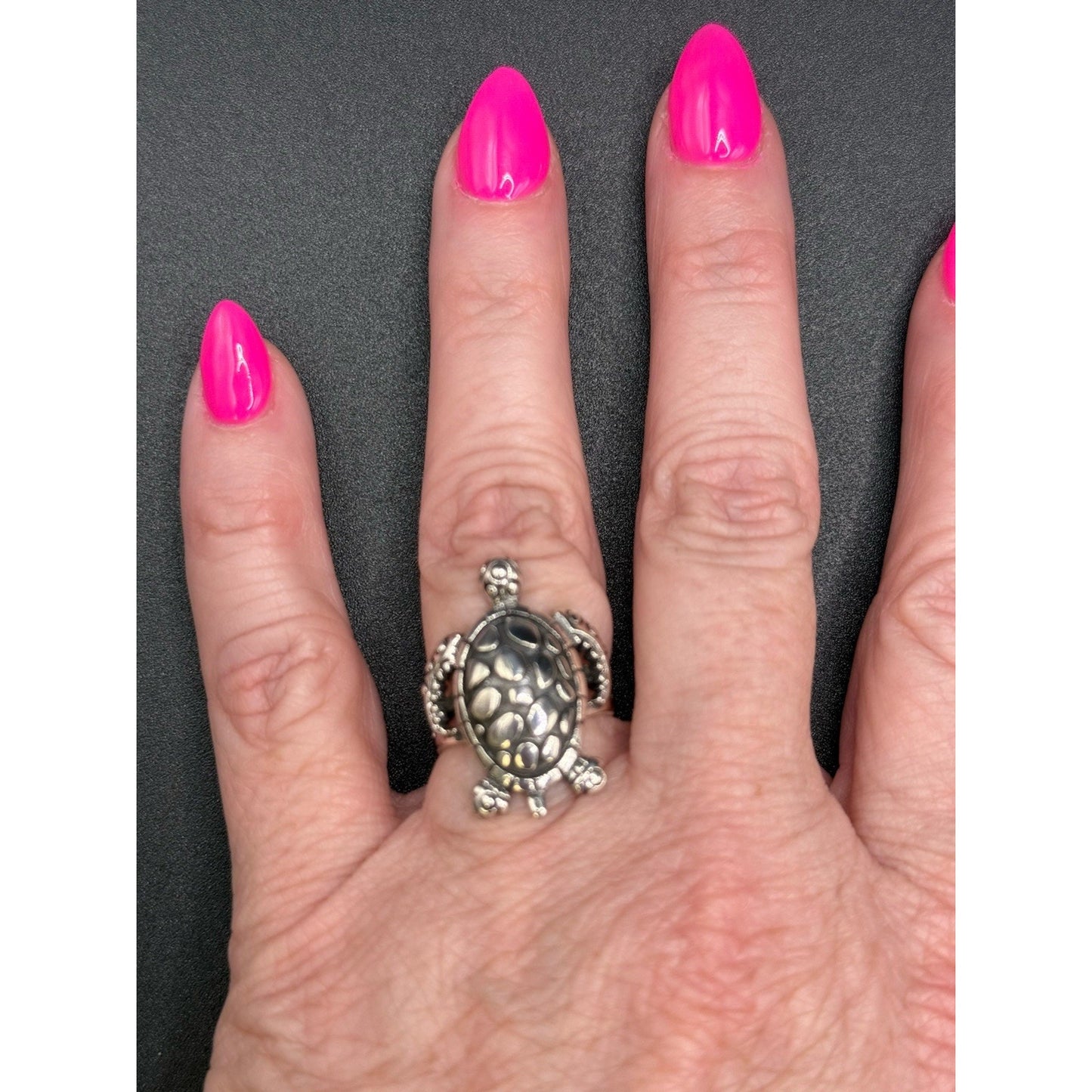 New Condition Sterling Silver Sea Turtle Ring Size 7.00