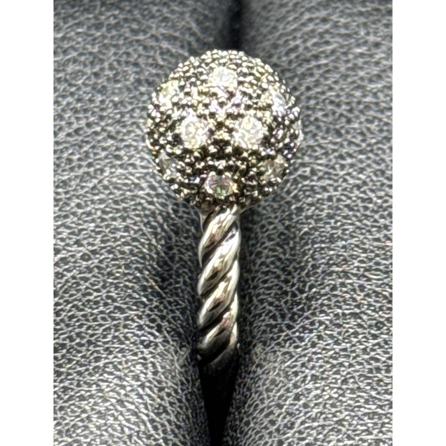 New Condition Sterling Silver Textured Rope Ball Ring Size 7.00