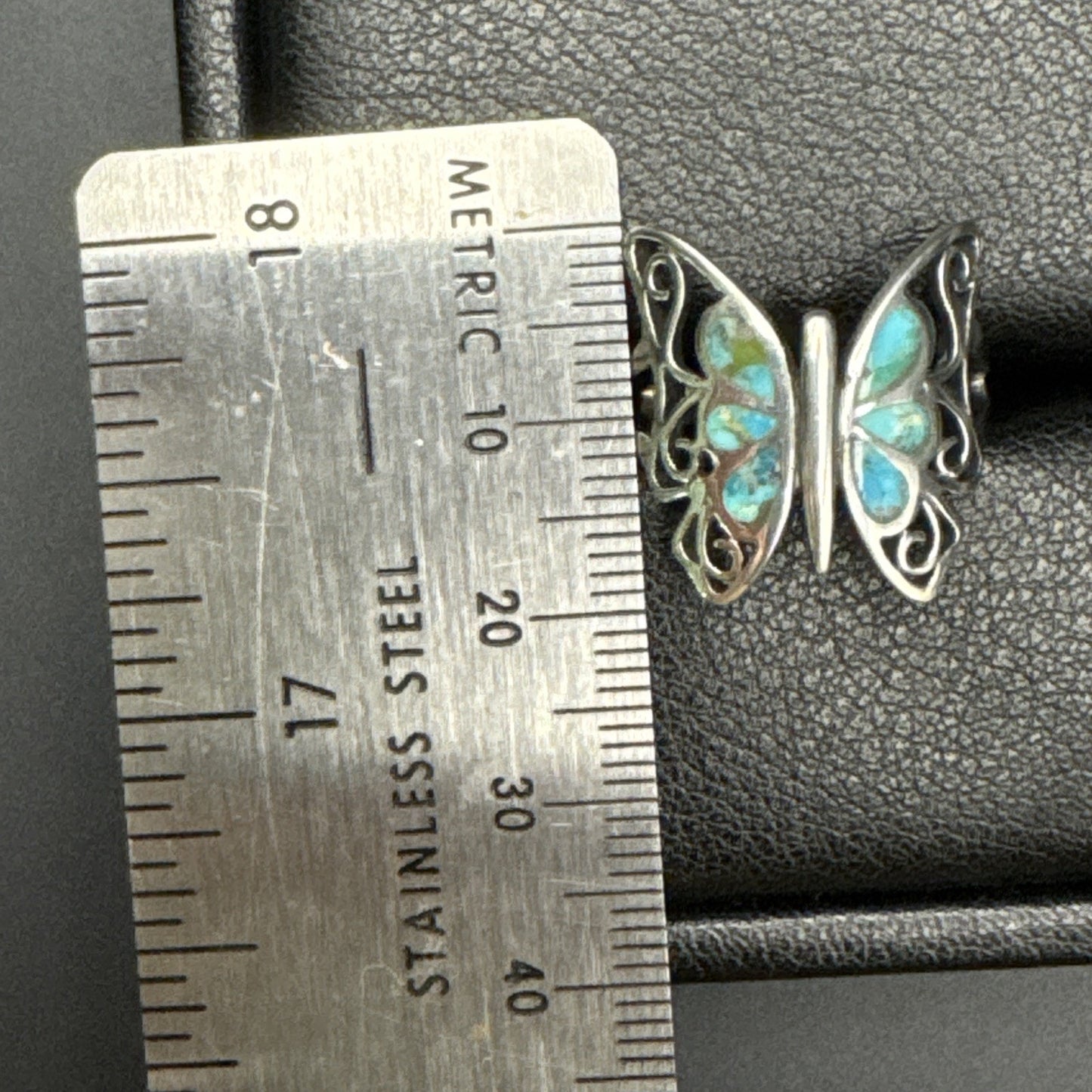 New Condition Sterling Silver Turquoise Butterfly Ring Size 7
