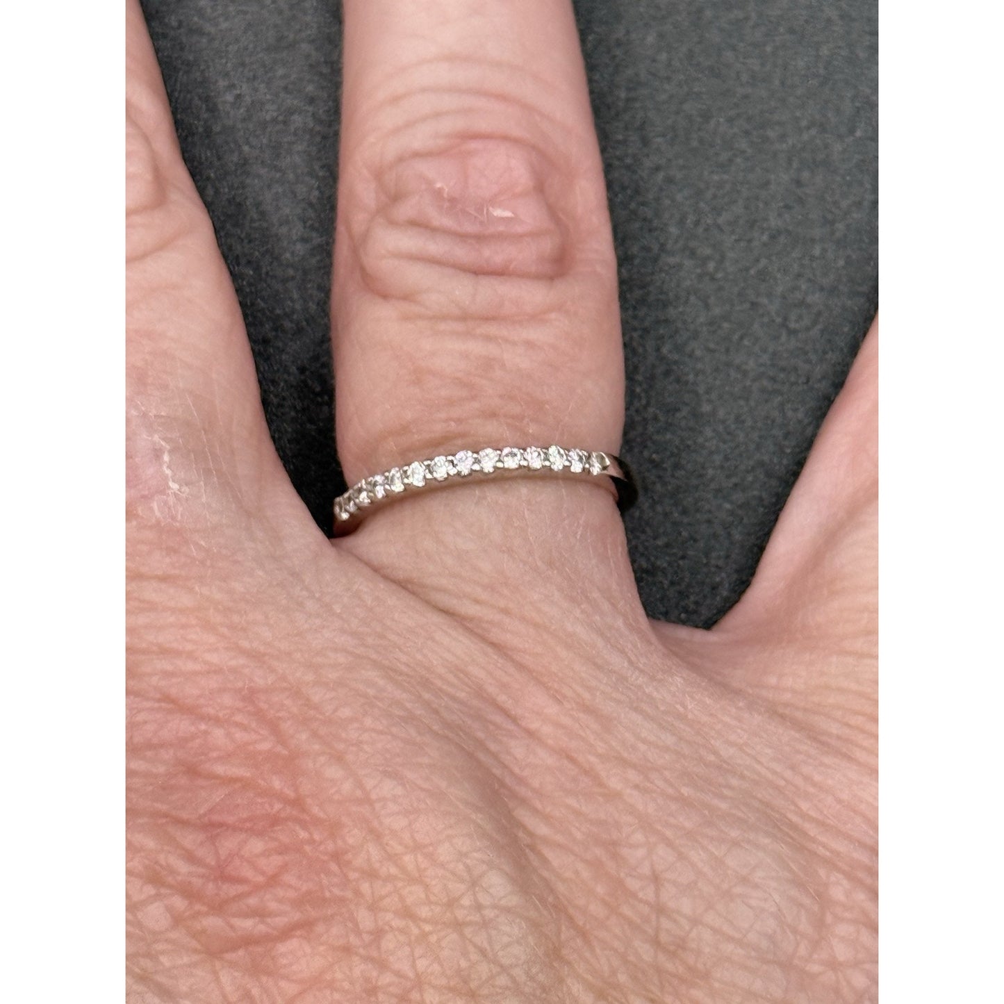 EUC Sterling Silver Cubic Zirconia 14-Stone Band Size 6.25 P5