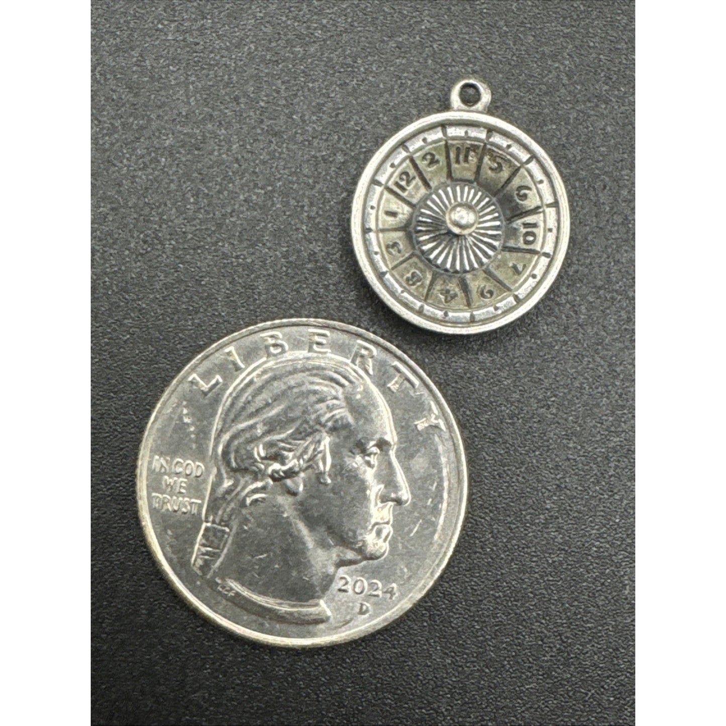 Vintage 1960’s Sterling Silver Roulette Wheel Casino Charm 925 R06