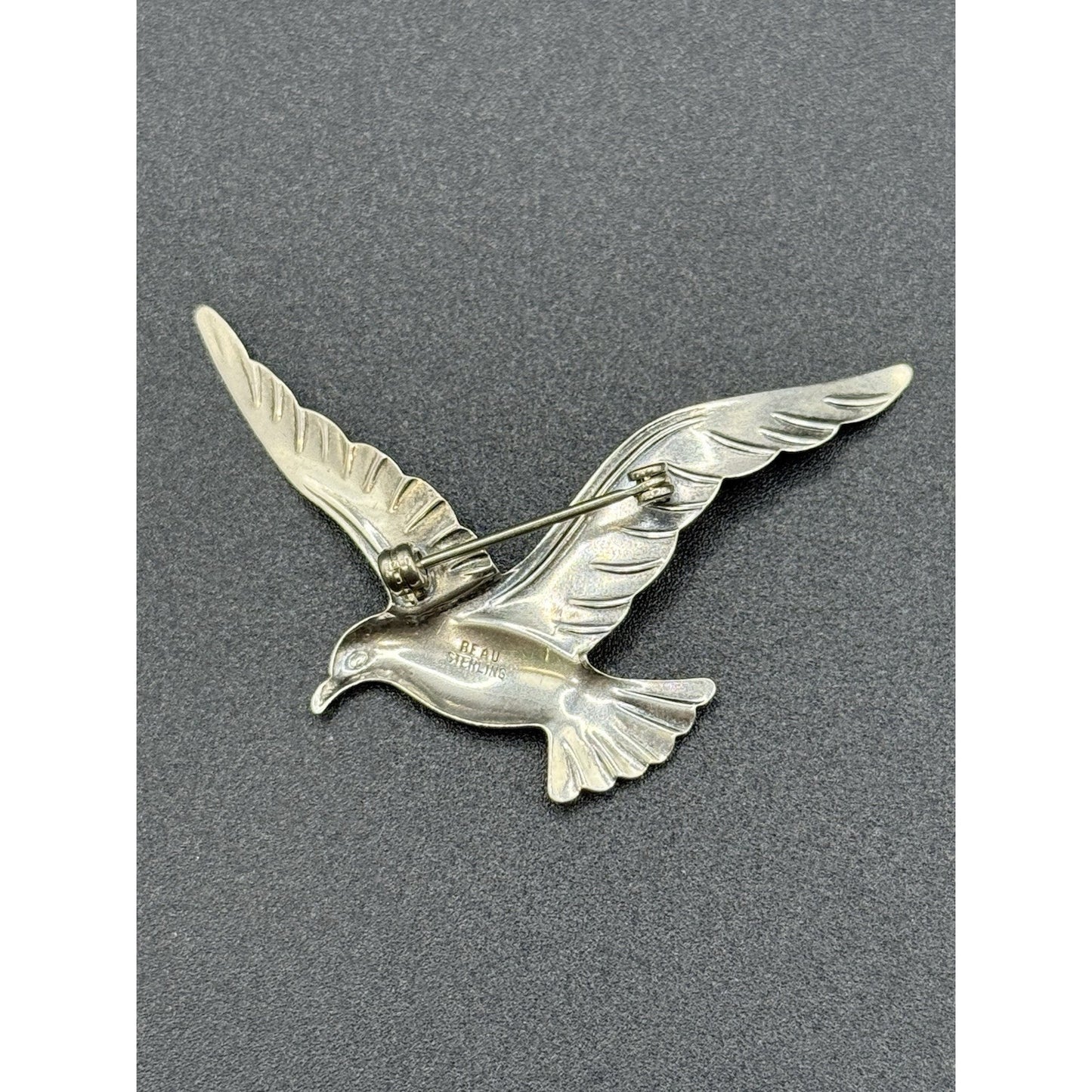 Vintage Sterling Silver Beau Flying Bird Brooch Pin 925 P5