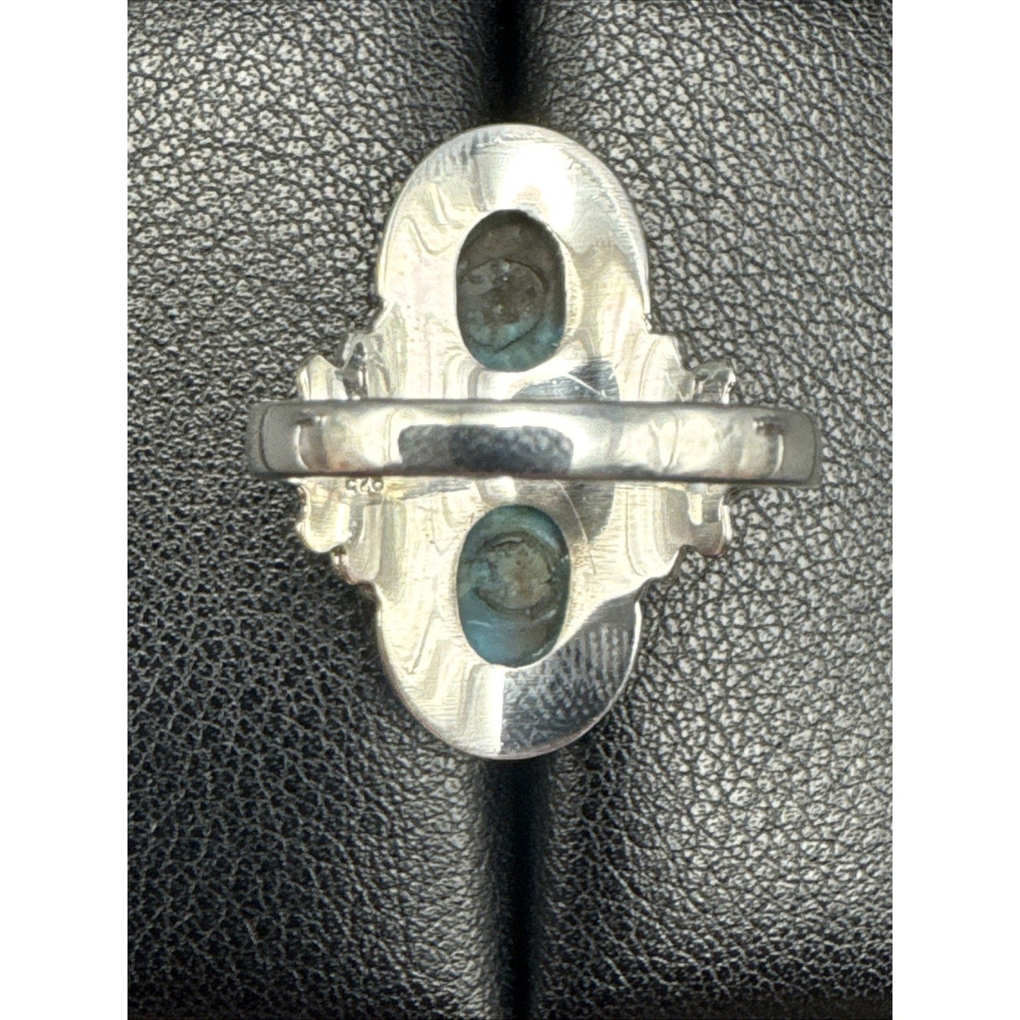 New Condition Sterling Silver Double Turquoise Long Ring Size 10