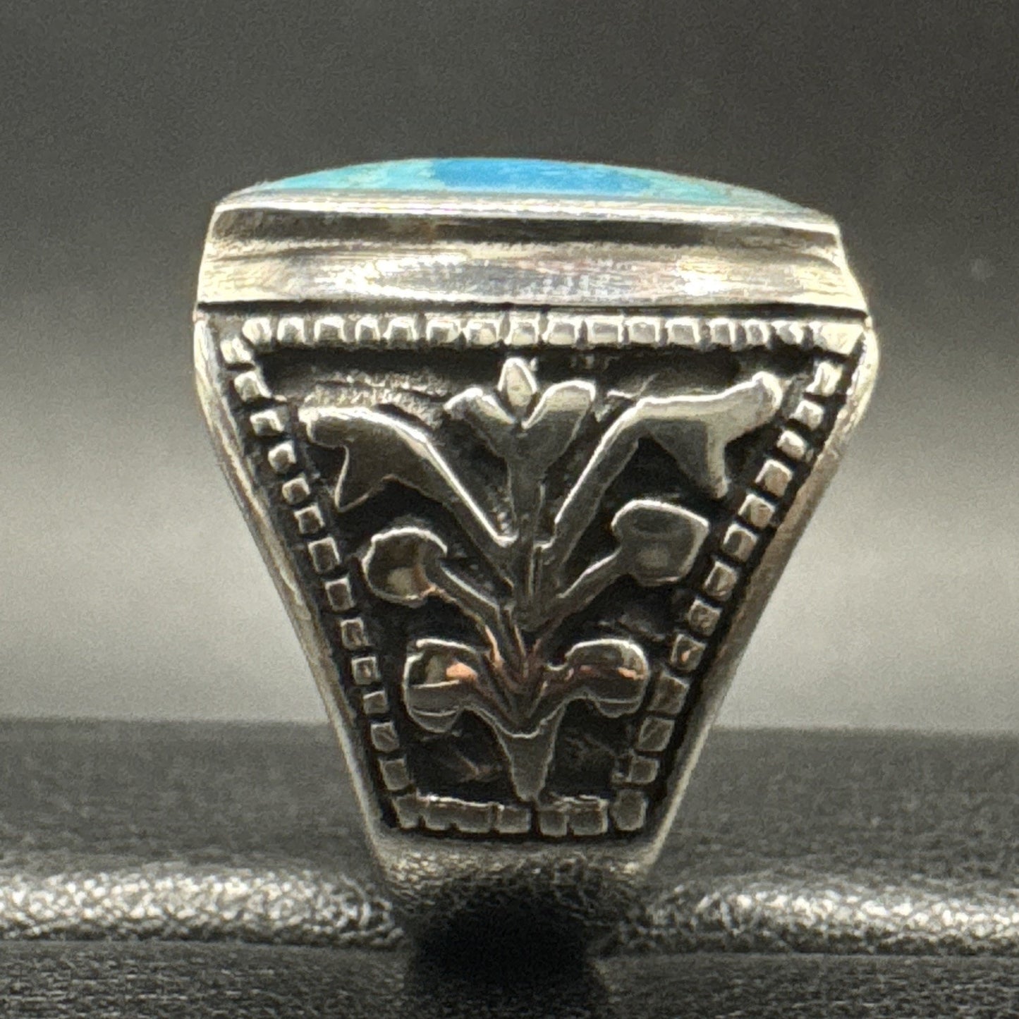 New Condition Sterling Silver Turquoise Turkish Design Ring 925 Size 9
