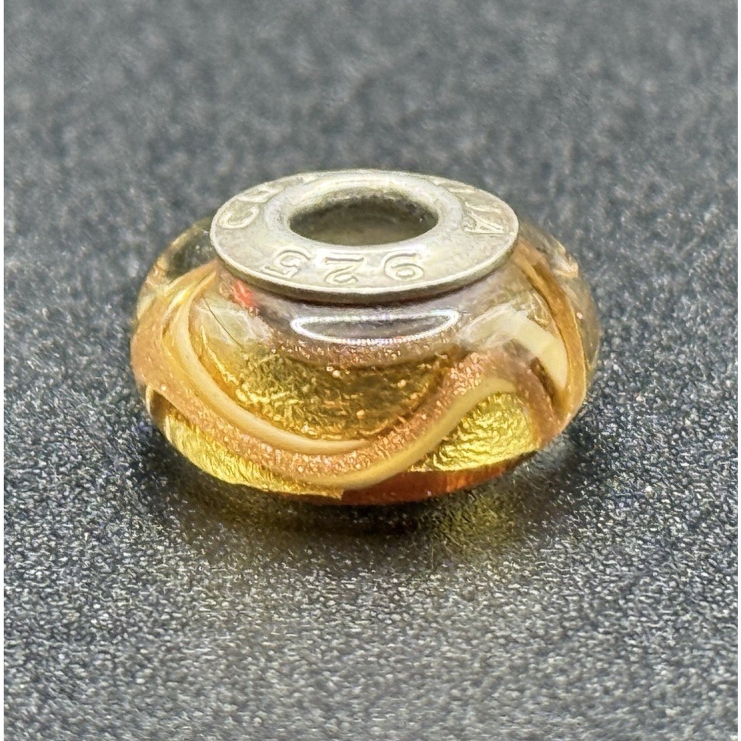 Chamilia Sterling Silver Shimmering Gold Murano Glass Charm #2 P19