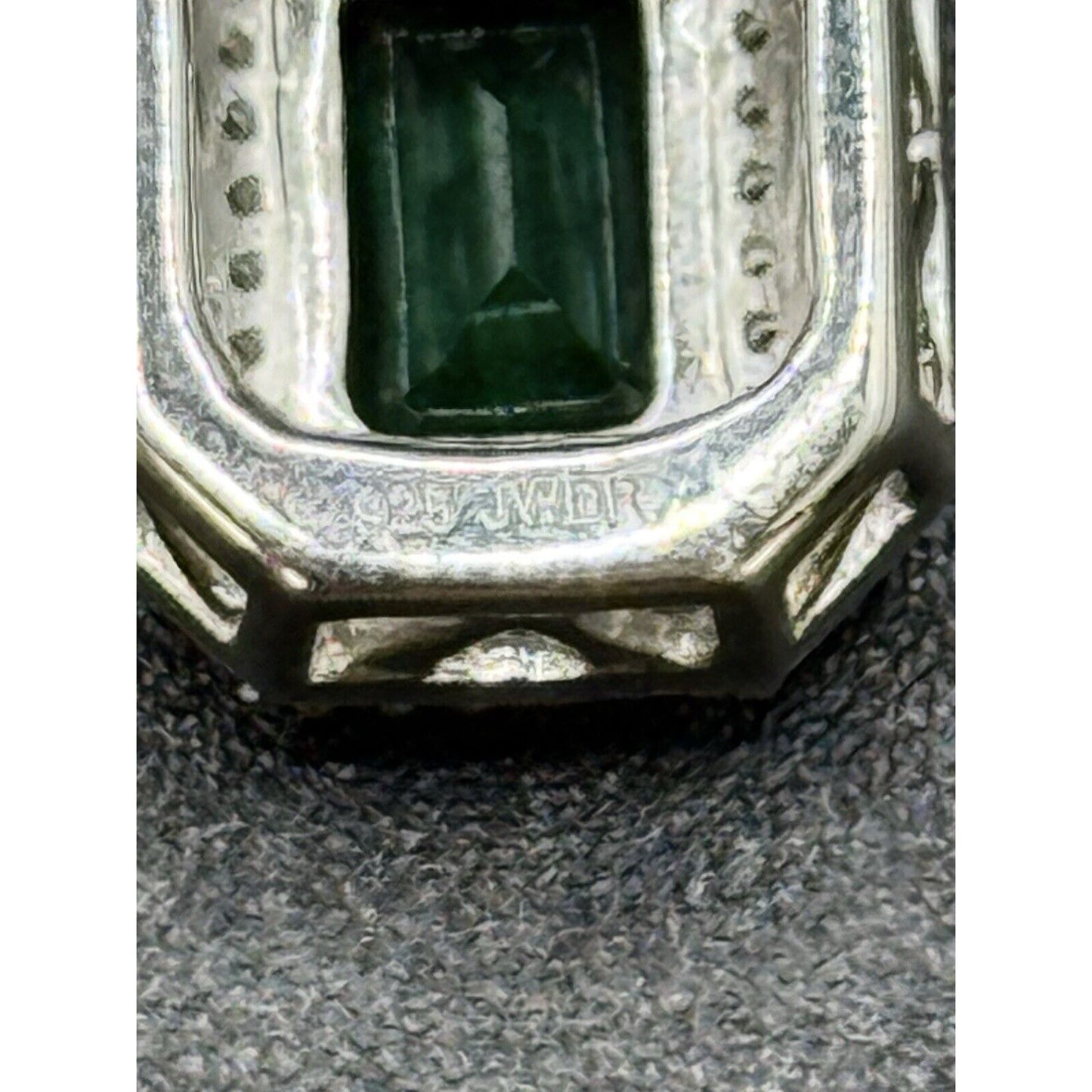 New Condition Sterling Silver Lab Created Emerald White Sapphire Earrings