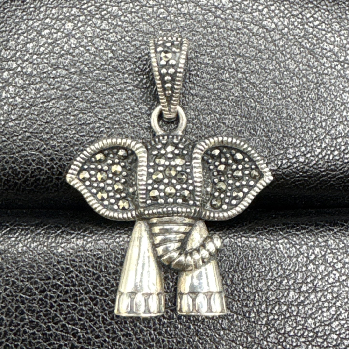Sterling Silver Marcasite Elephant Pendant 925 P2