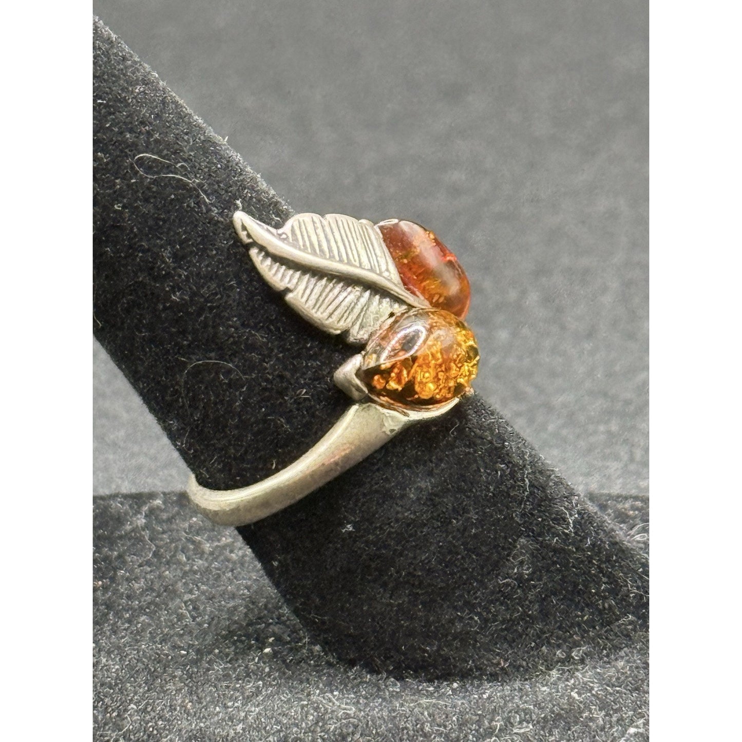 Sterling Silver Multi Amber Leaf Ring Size 5.75 N28