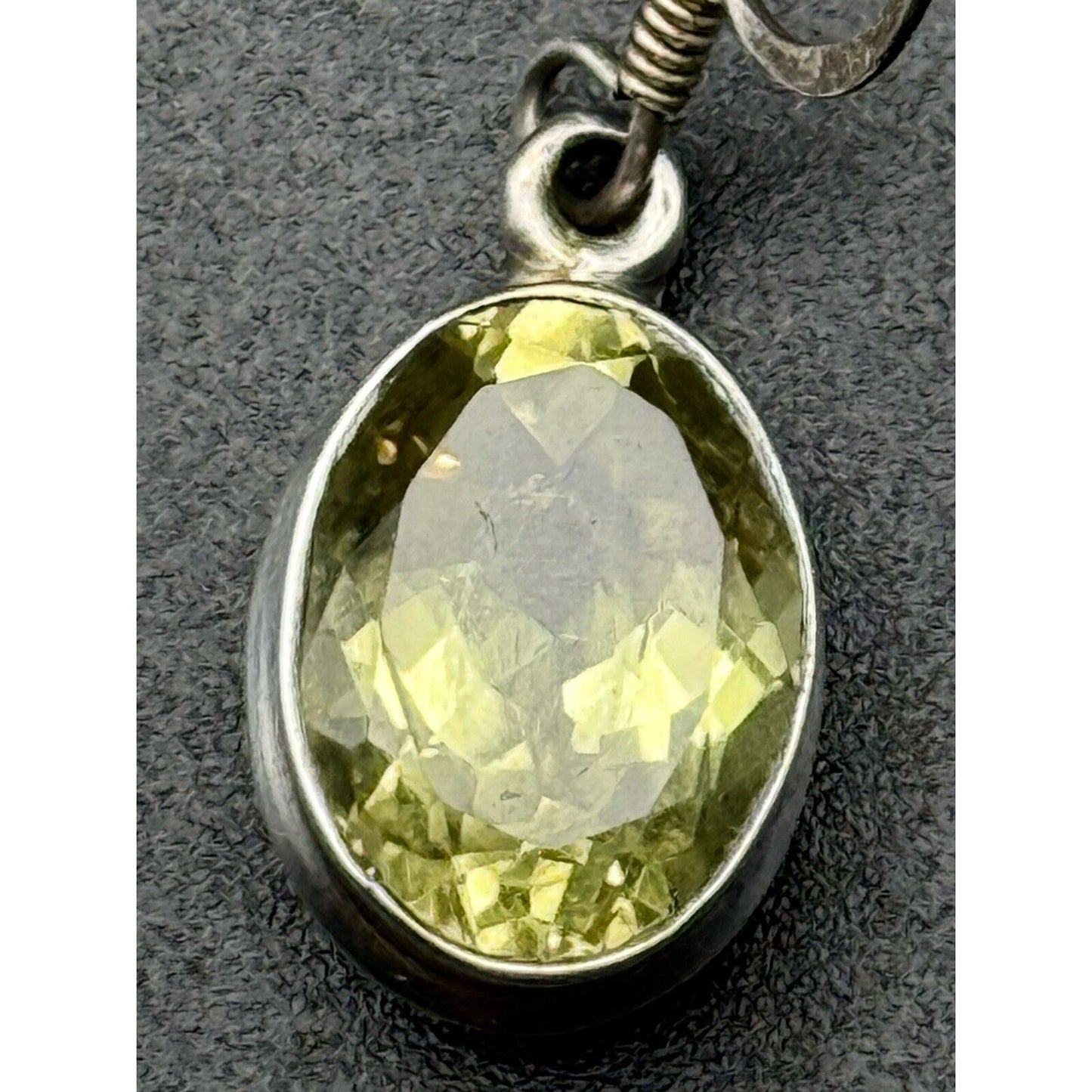 Sterling Silver Lemon Quartz Dangle Earrings 925 N12