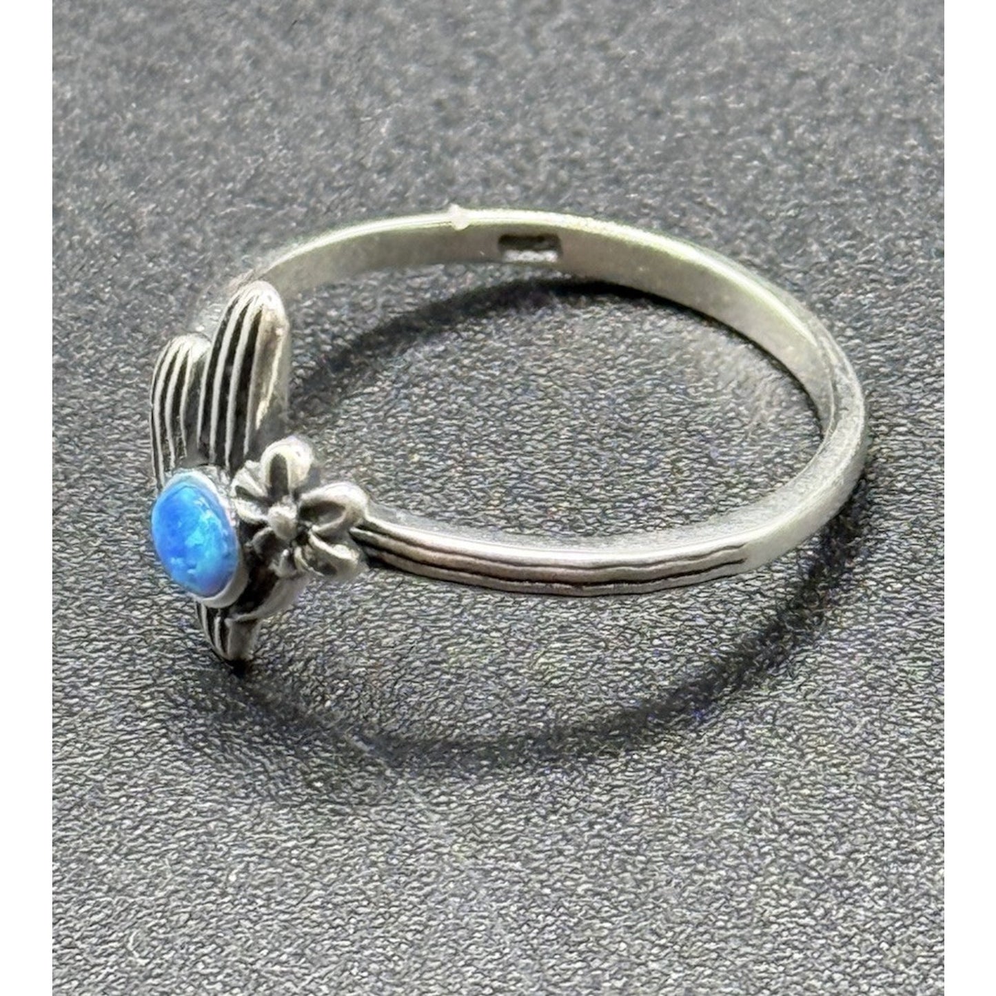 New Condition Sterling Silver Lab Blue Opal Cactus Ring Size 6.75