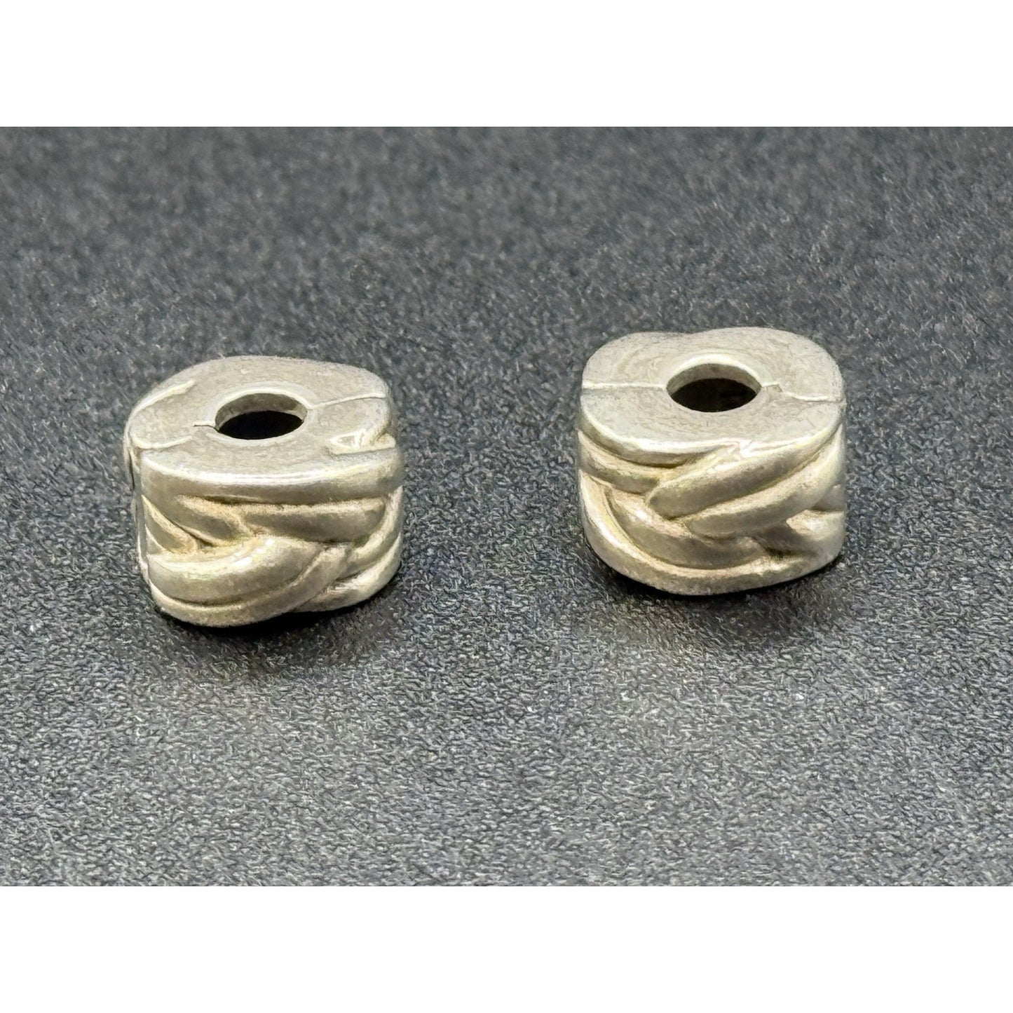 Two (2) Pandora Braided Clip Charms ALE P5