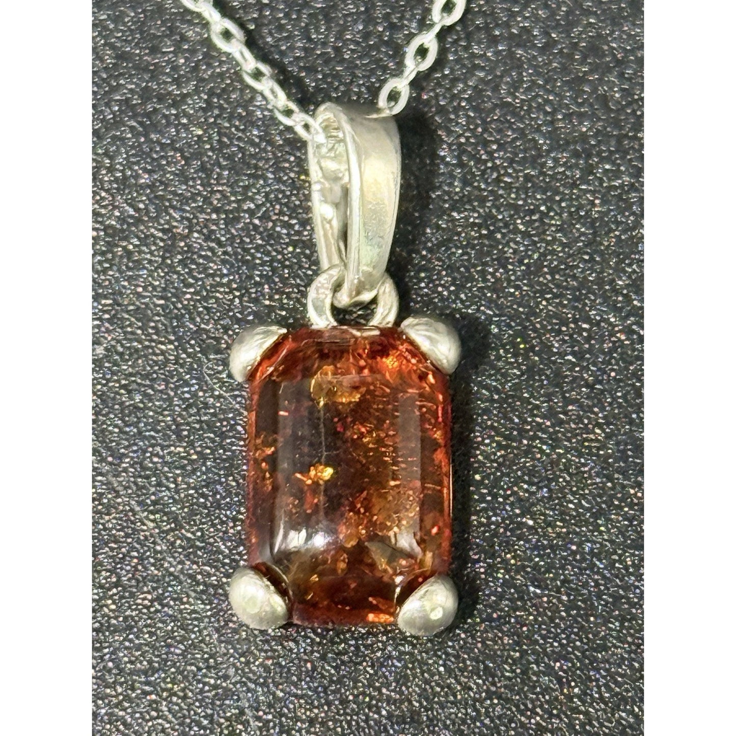 18” Sterling Silver Genuine Amber Pendant Necklace New Chain 925 P11