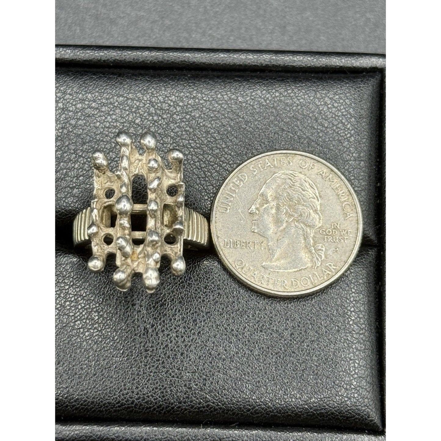 Brutalist Sterling Silver Ring Size 7.25 Tested R8