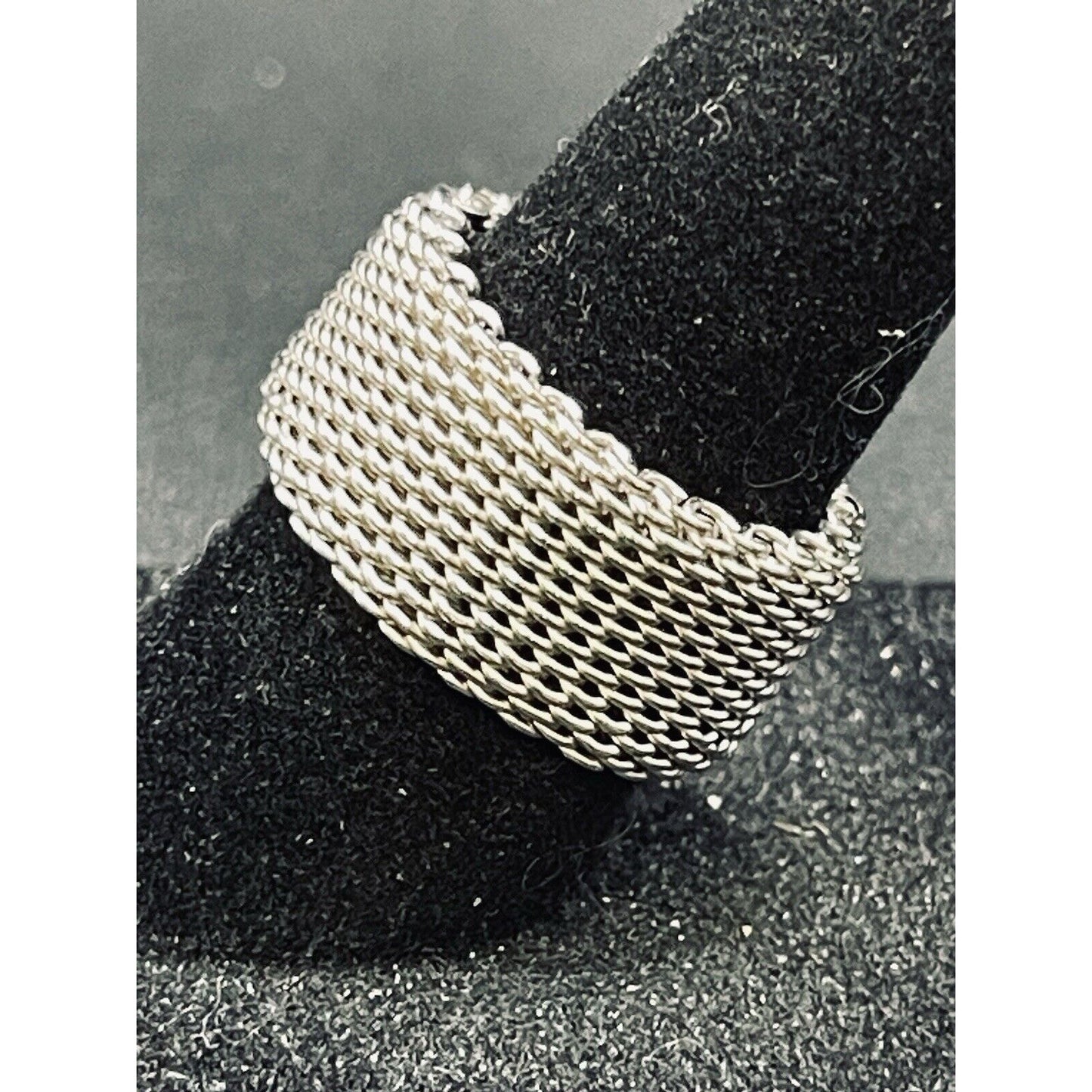 New Condition Sterling Silver Mesh Ring Size 5.00