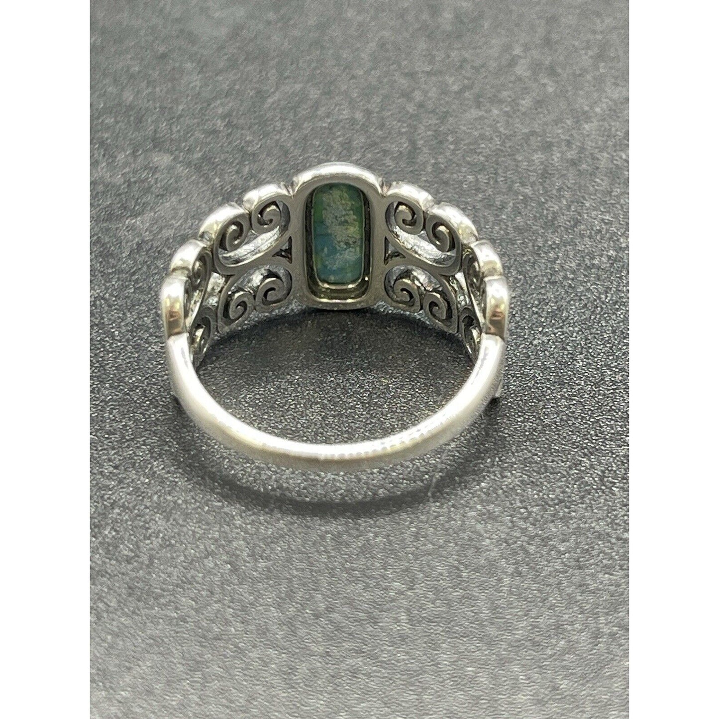 New Condition Sterling Silver Turquoise Ring Size 7.00 Scrolls