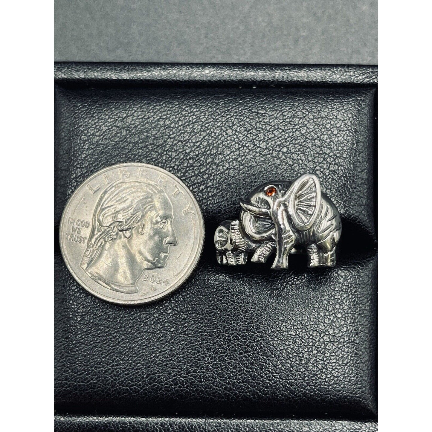 New Condition Sterling Silver Red Cubic Zirconia Elephants Ring Size 6.50