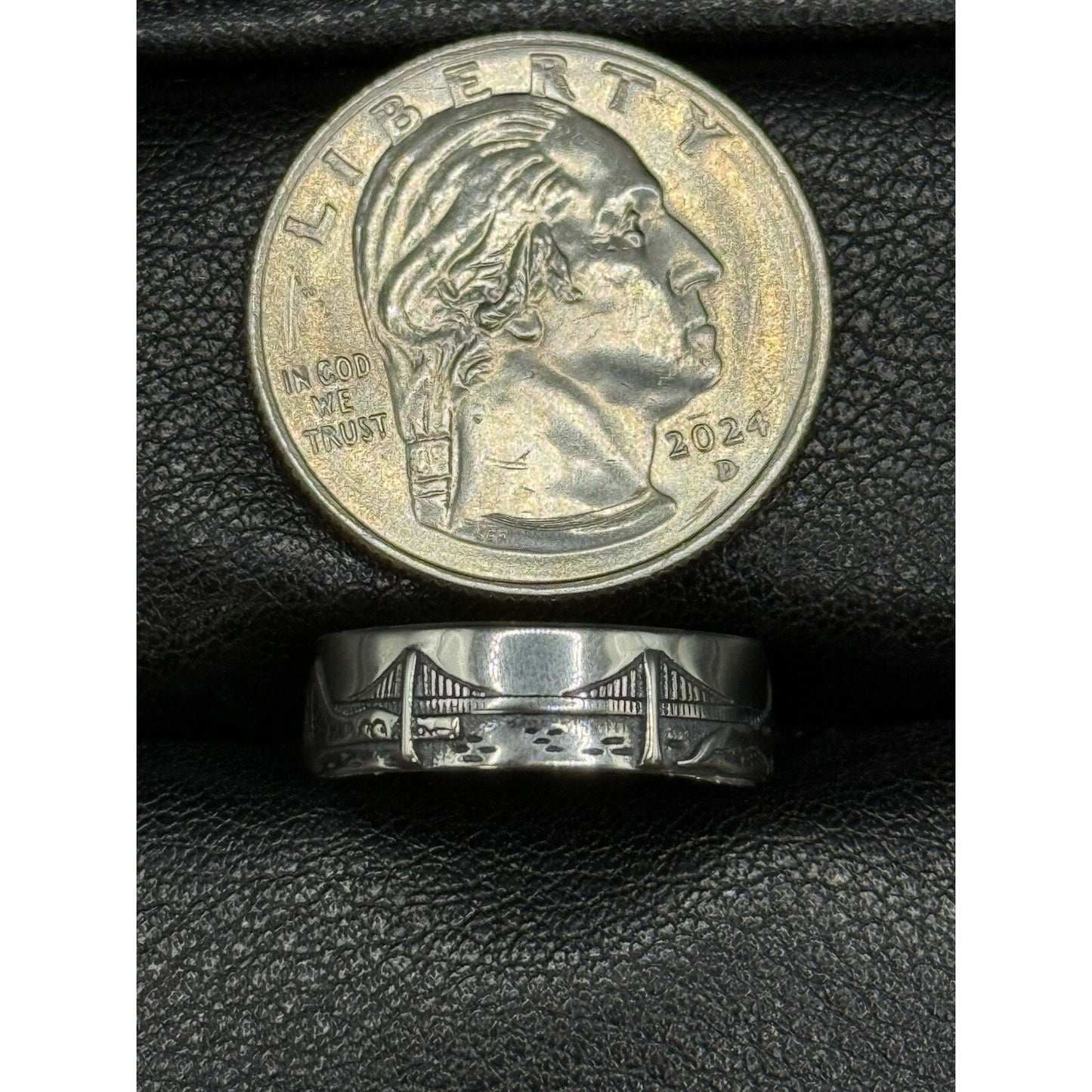 New Condition Sterling Silver Golden Gate Bridge Nature Ring Size 6.50