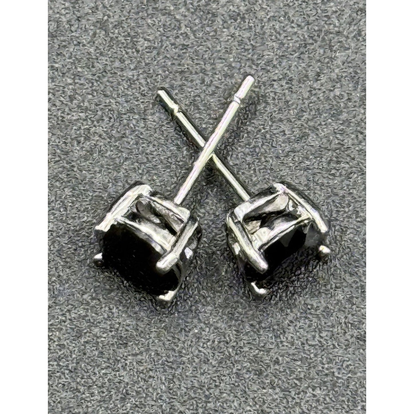 New Condition Sterling Silver 2 ctw Black Moissanite Stud Earrings GRA 925